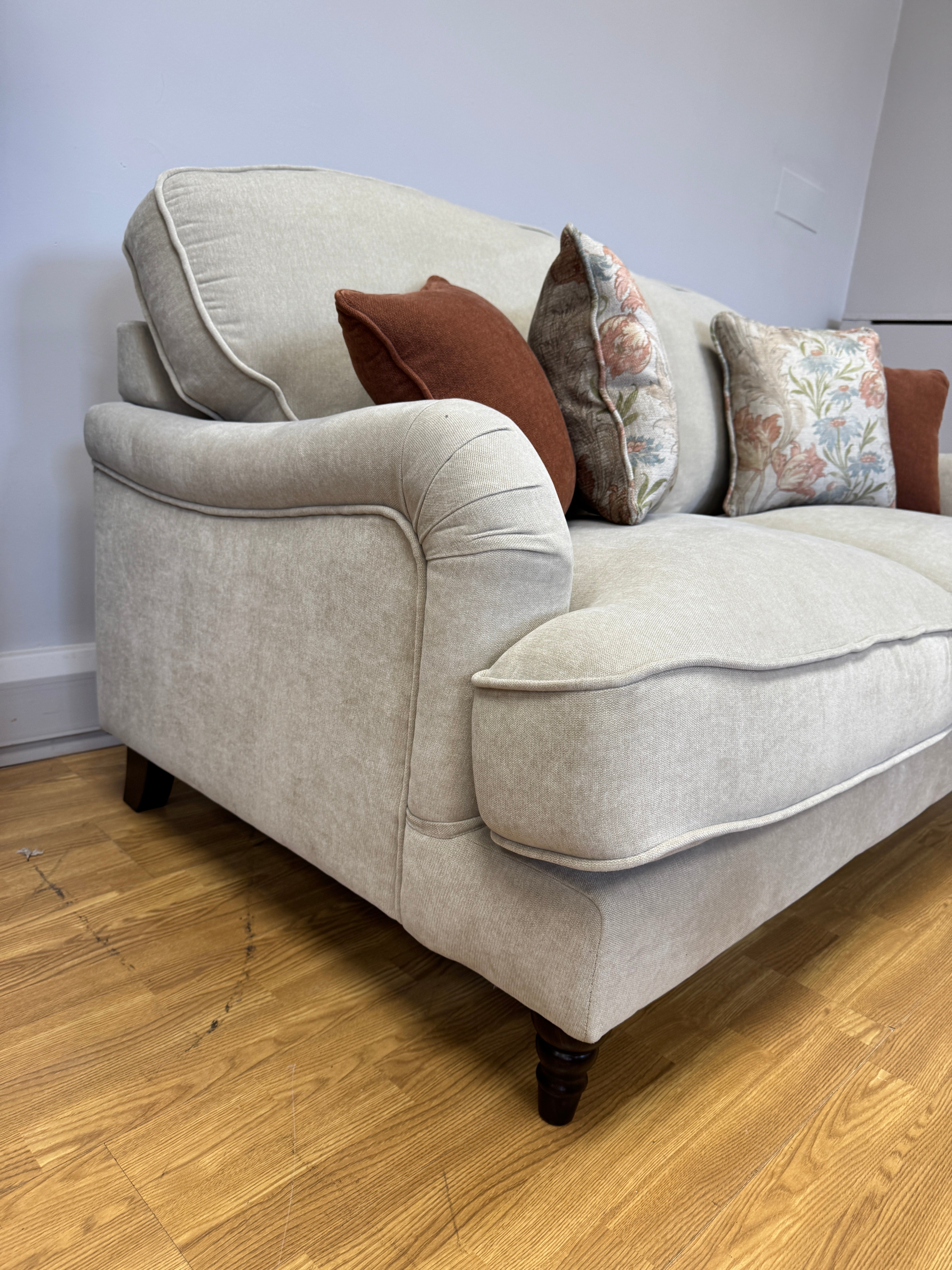 Beatrix 2 Seater Sofa in Freya Oatmeal fabric