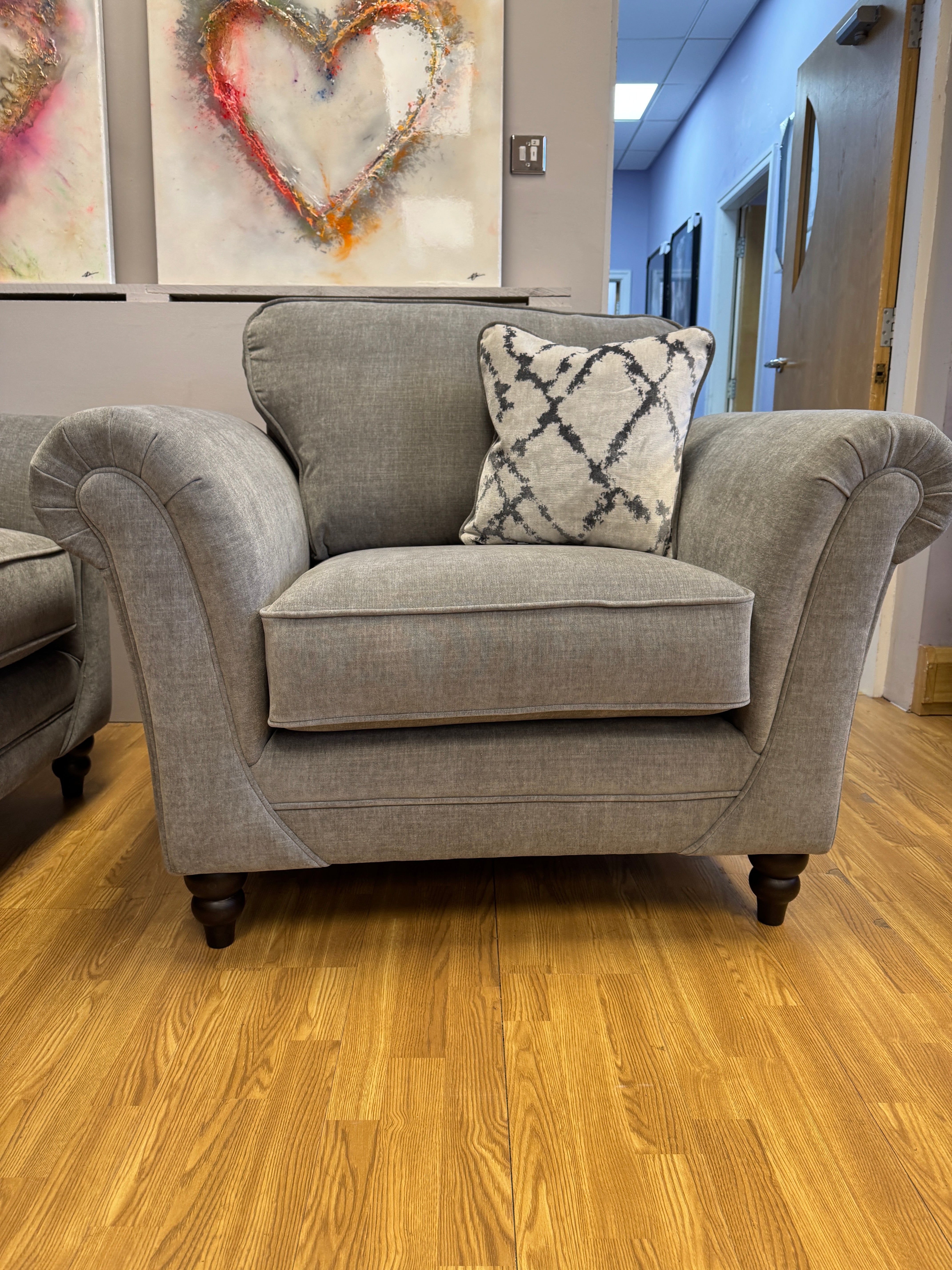 Danbury armchair in Ellis Koala (dark grey) fabric