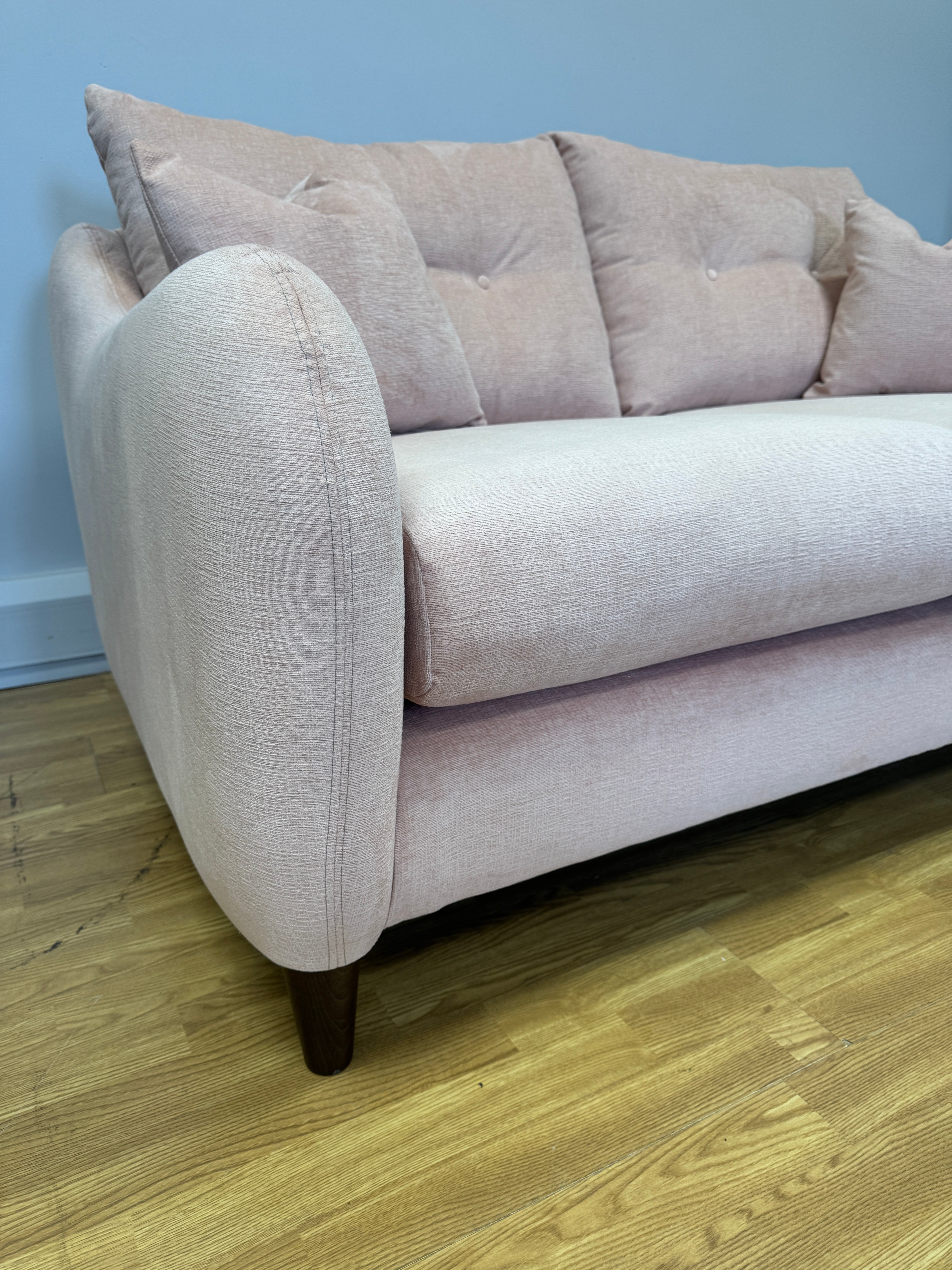 Ambleside 2 seater standard back sofa in Vogue Dusty Pink fabric
