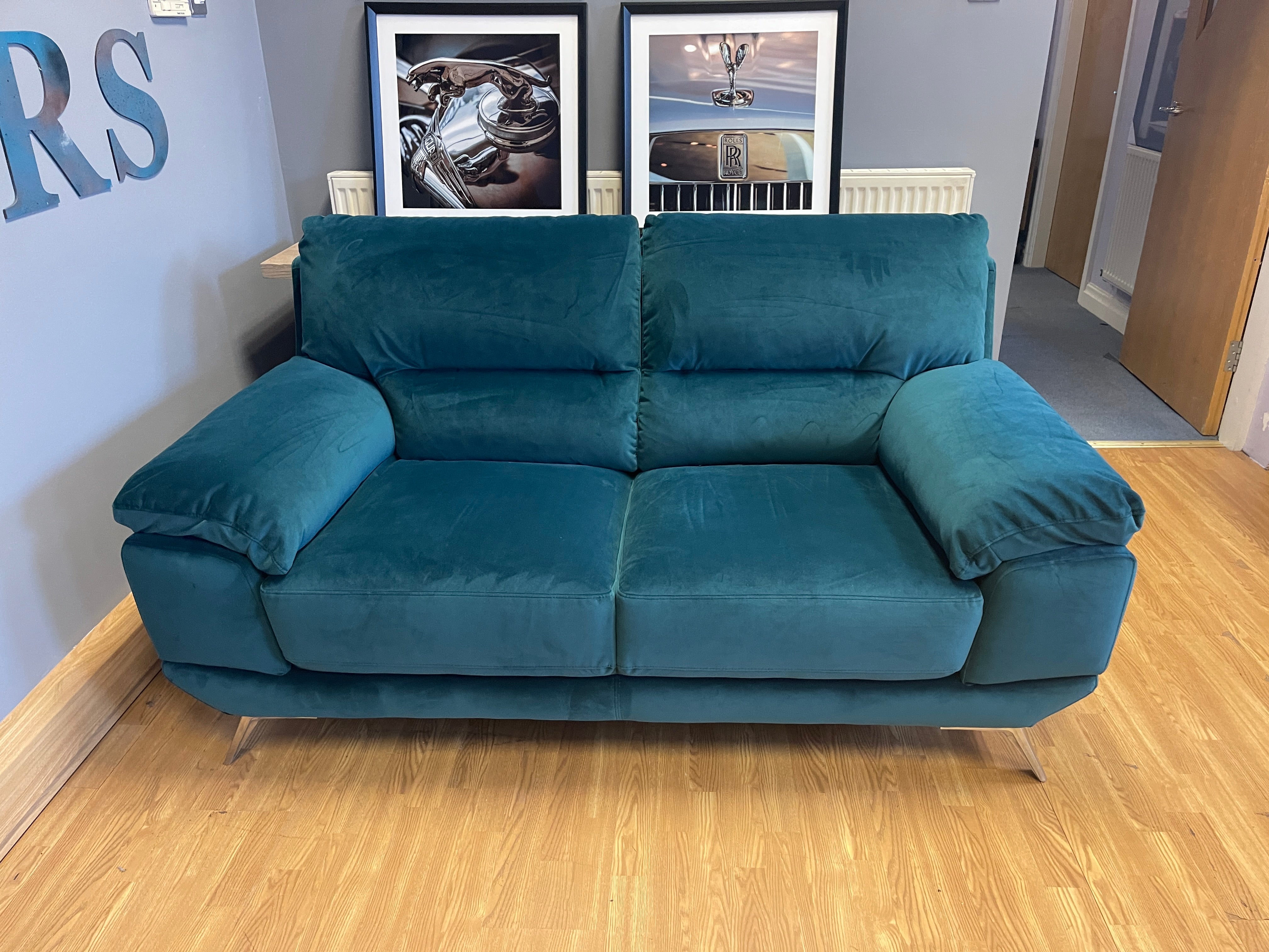 Starlight express 2 seater high back sofa in teal / lagoon velvet