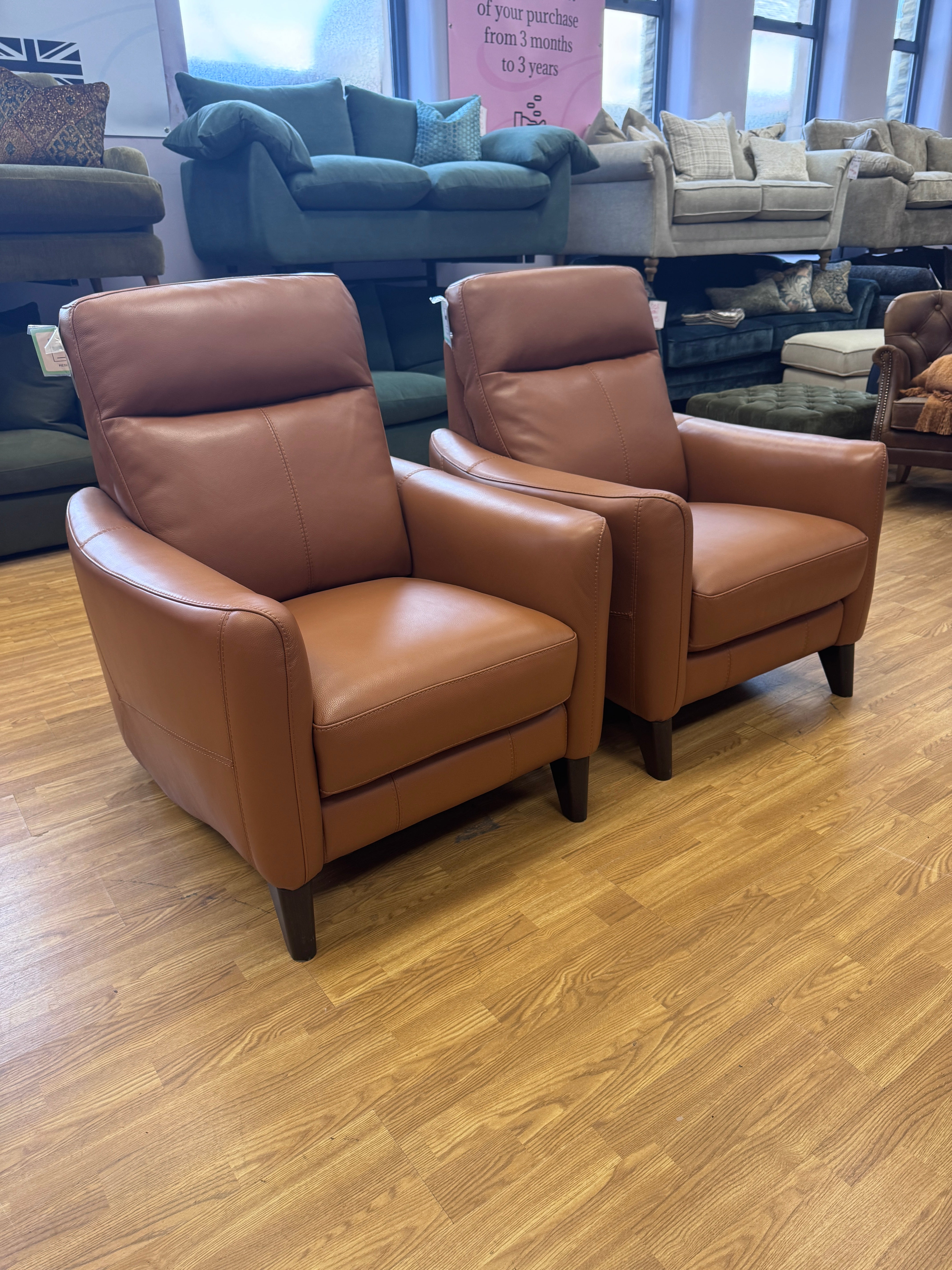 Contempo armchair in Pecan tan brown leather (pair available)