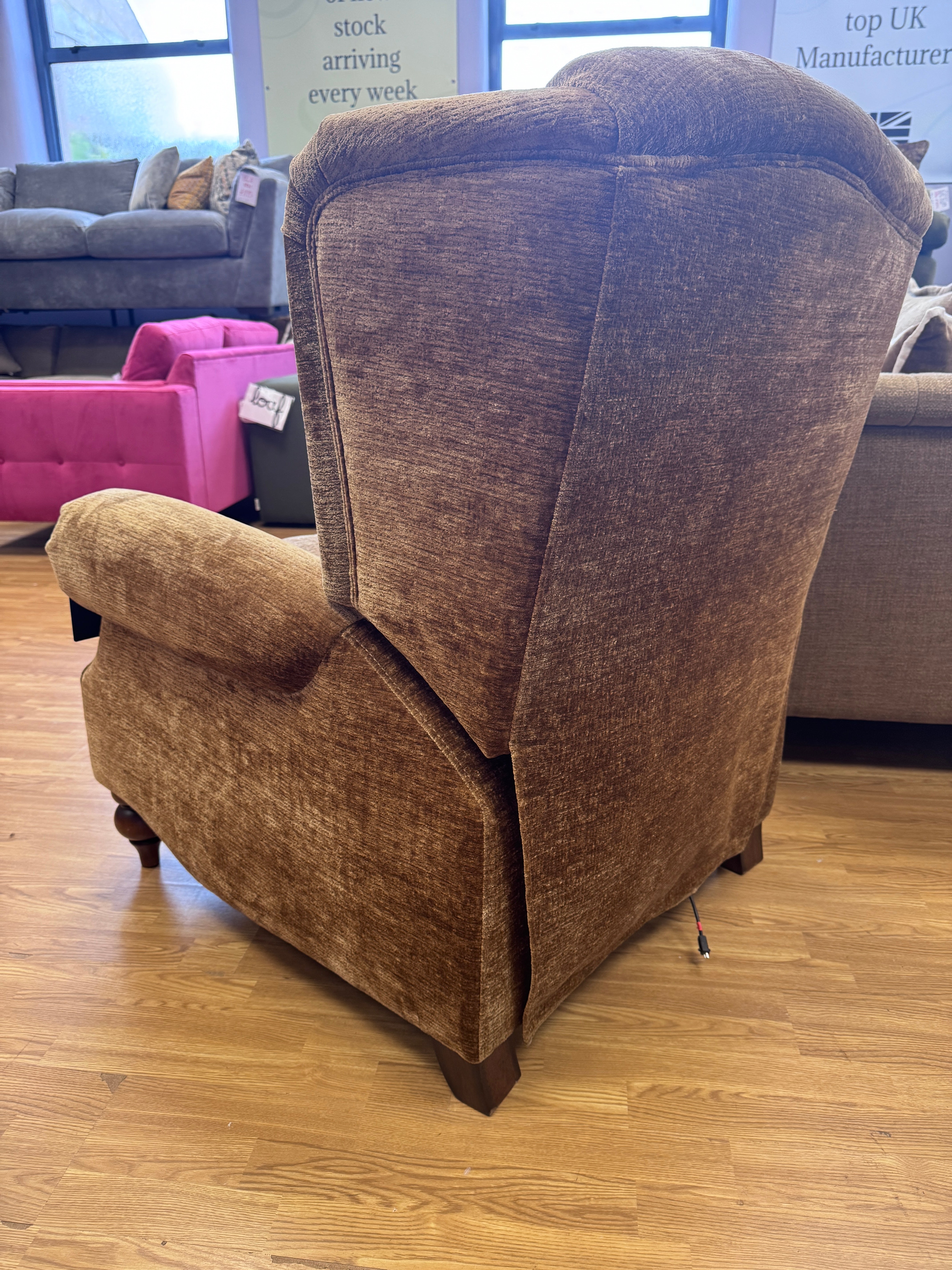 Buckingham electric power reclining armchair in premium harvest fabric