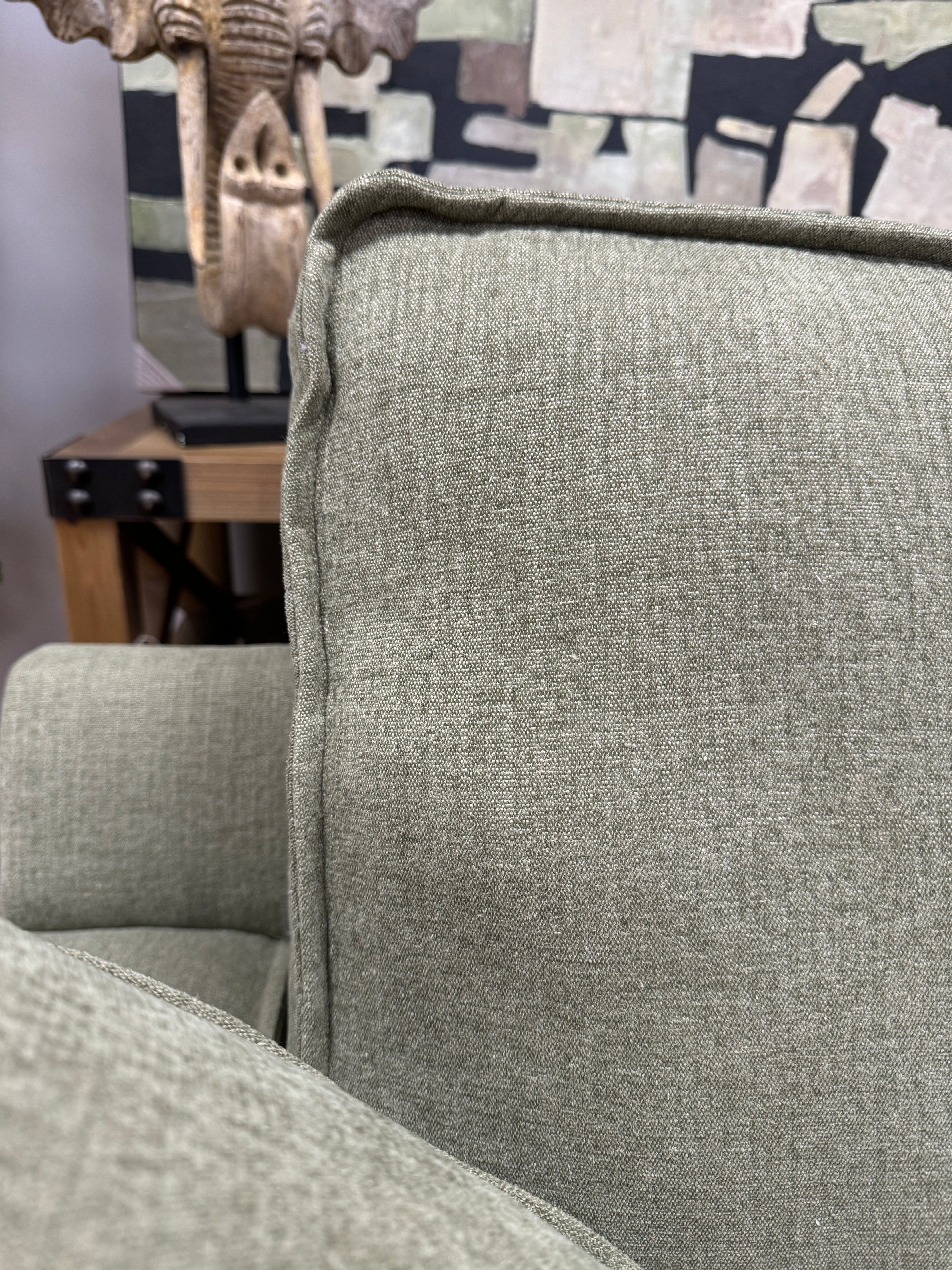 Aspen loveseat in sage green washed weave fabric