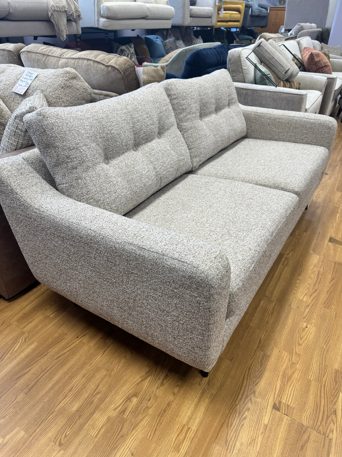 Lisbon 3 seater sofa with removable headrests in soft natural mix boucle fabric