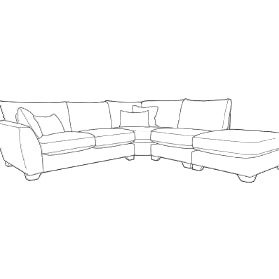 Mala 2 corner 1 open chaise corner group with footstool (left or right facing)