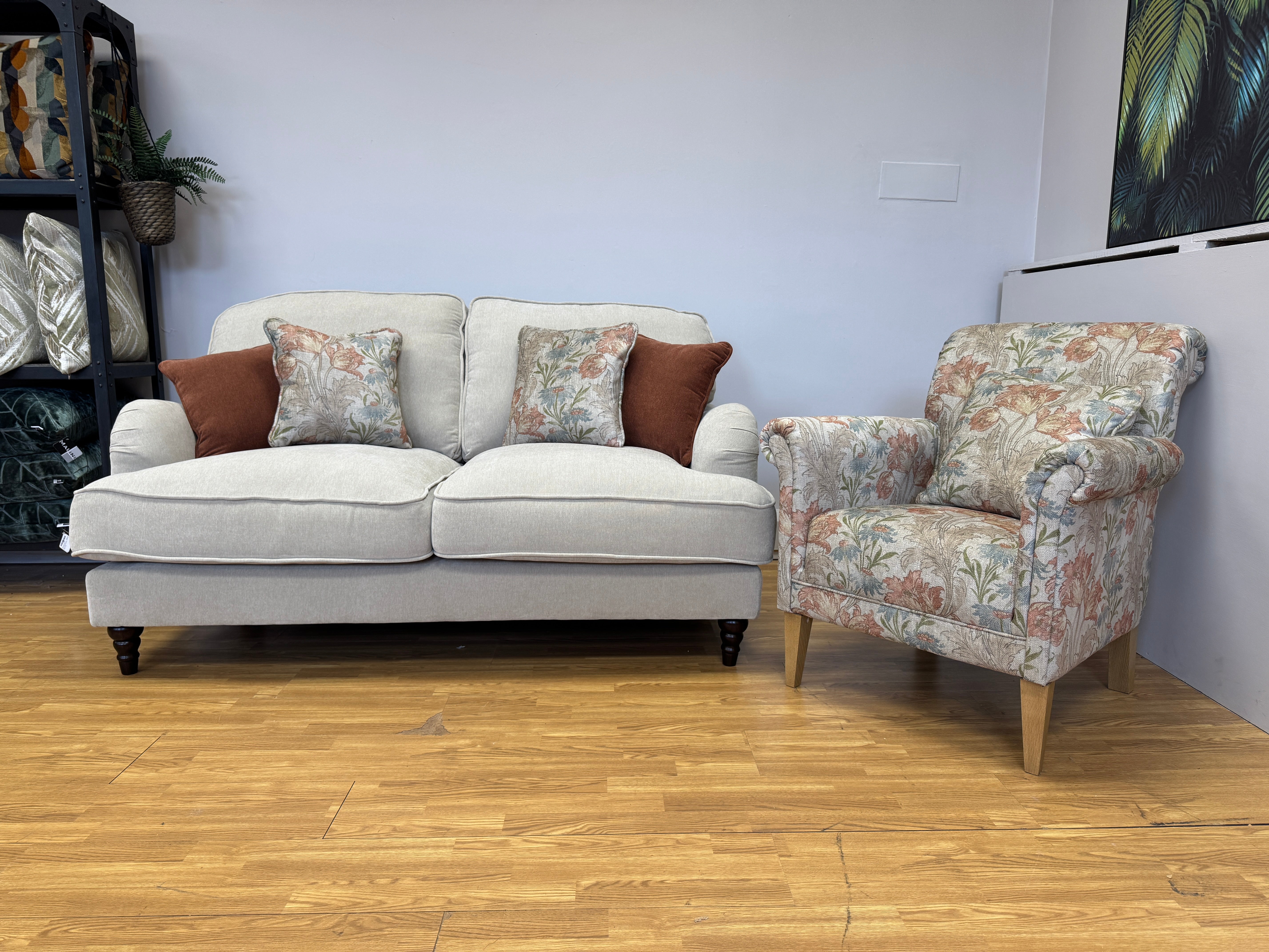 Beatrix 2 Seater Sofa in Freya Oatmeal fabric
