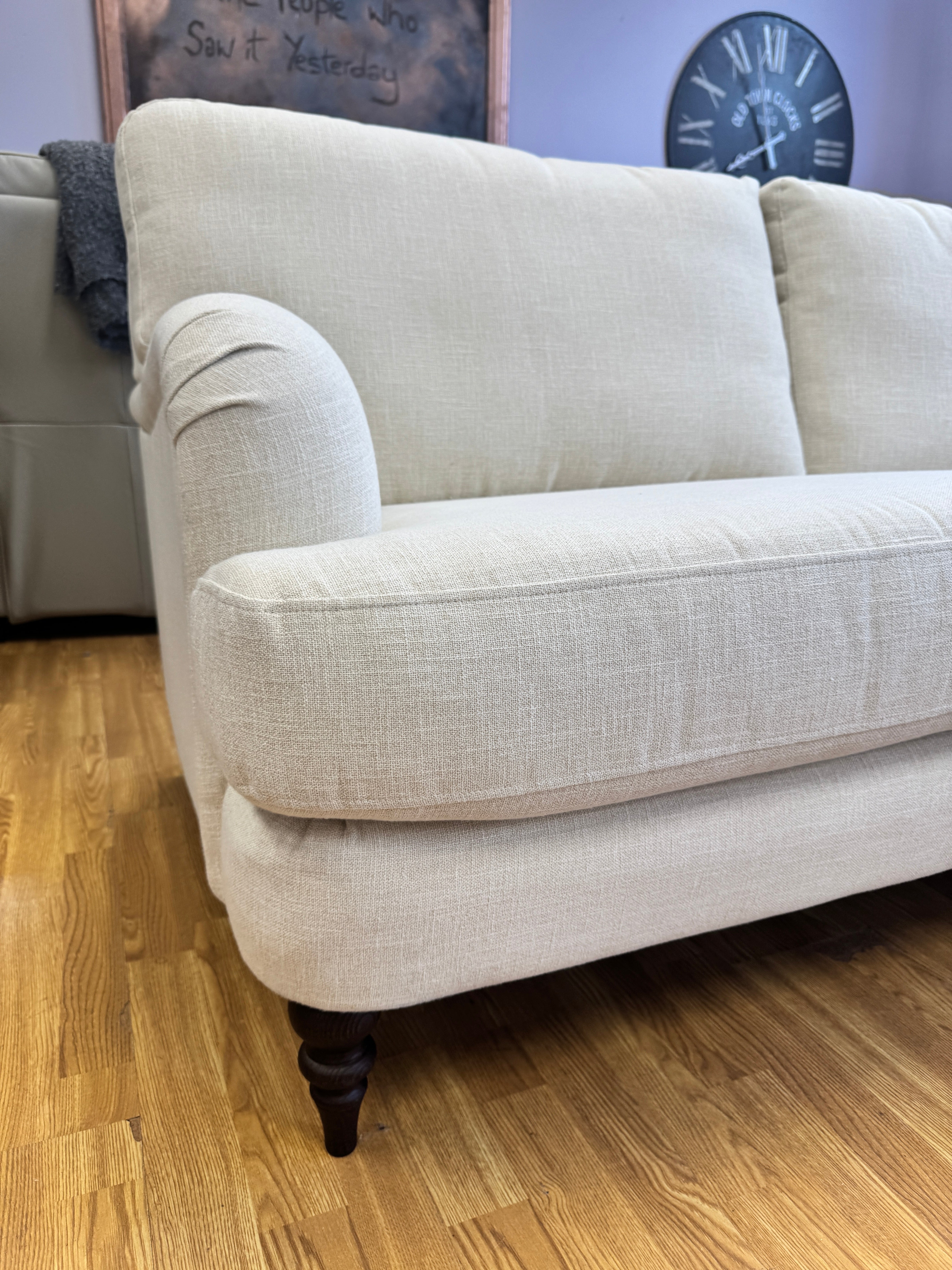 Otley 3 seater traditional style sofa in Chalk linen mix fabric