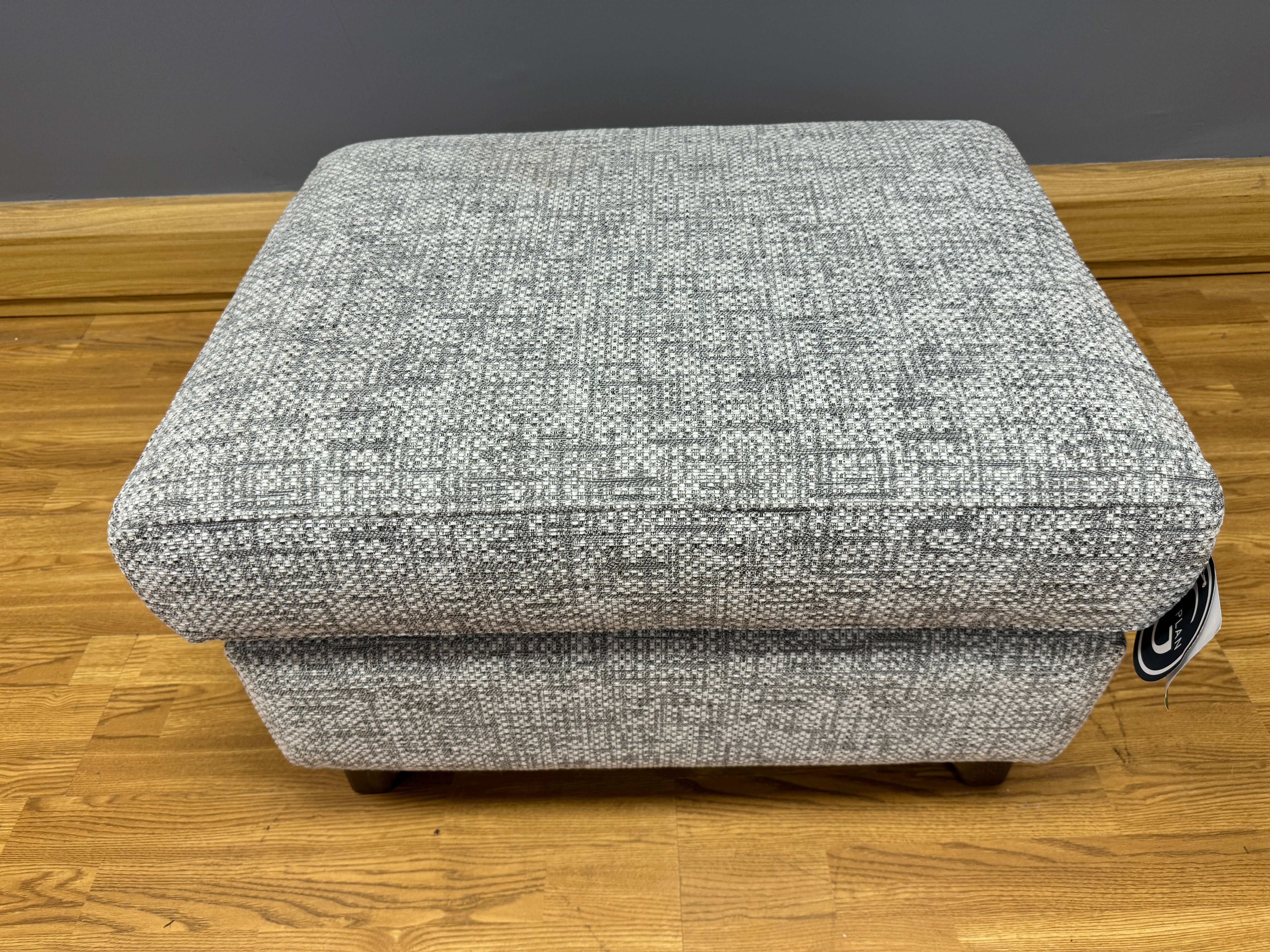 SEATTLE padded top footstool in light mid grey weave fabric