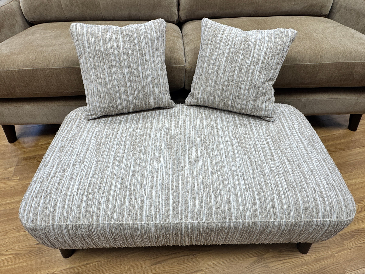 Rowen footstool in ivory haze stripe fabric