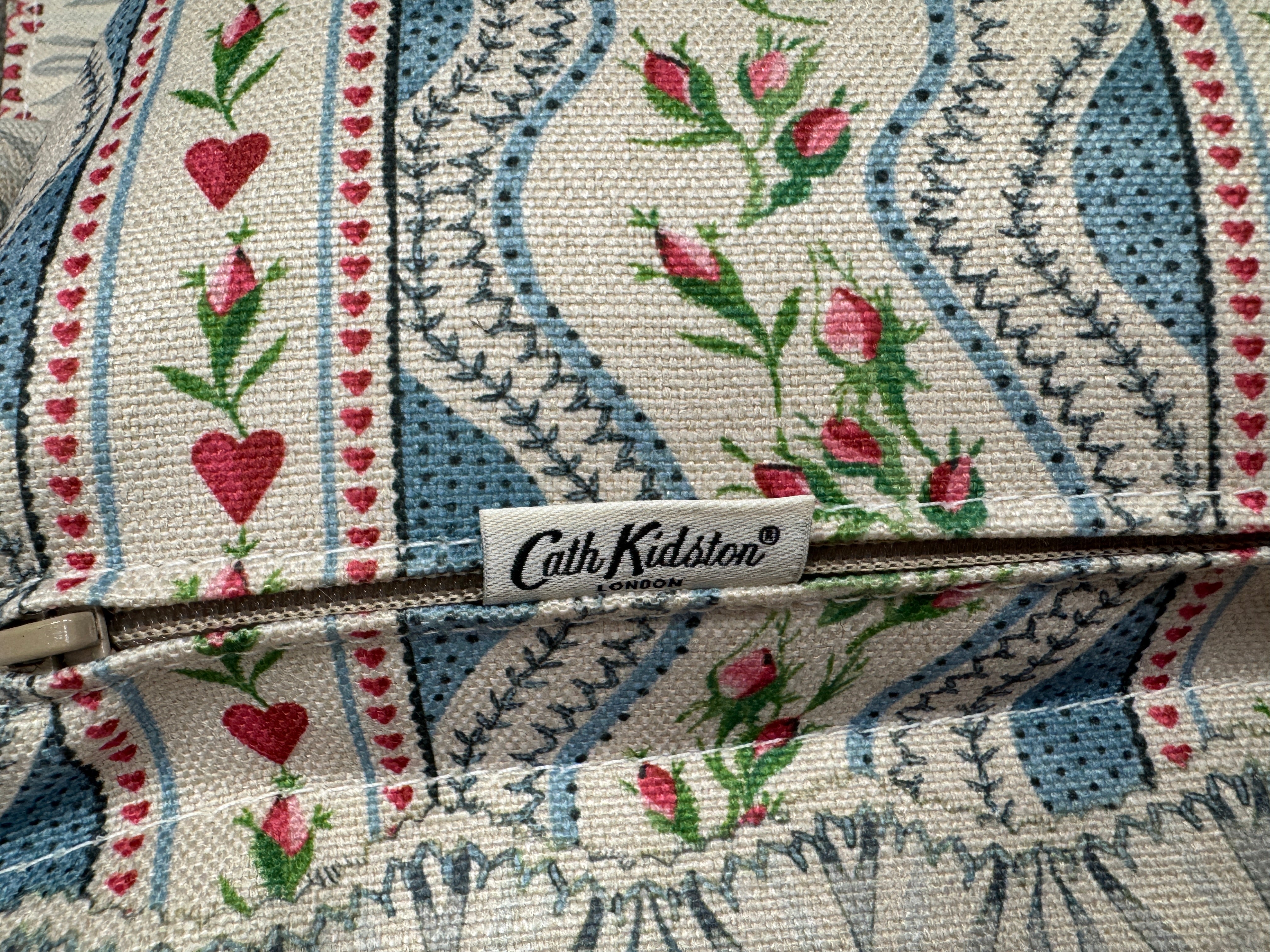 Cath Kidston bolster cushion in blue floral cotton fabric 30 x 50cm