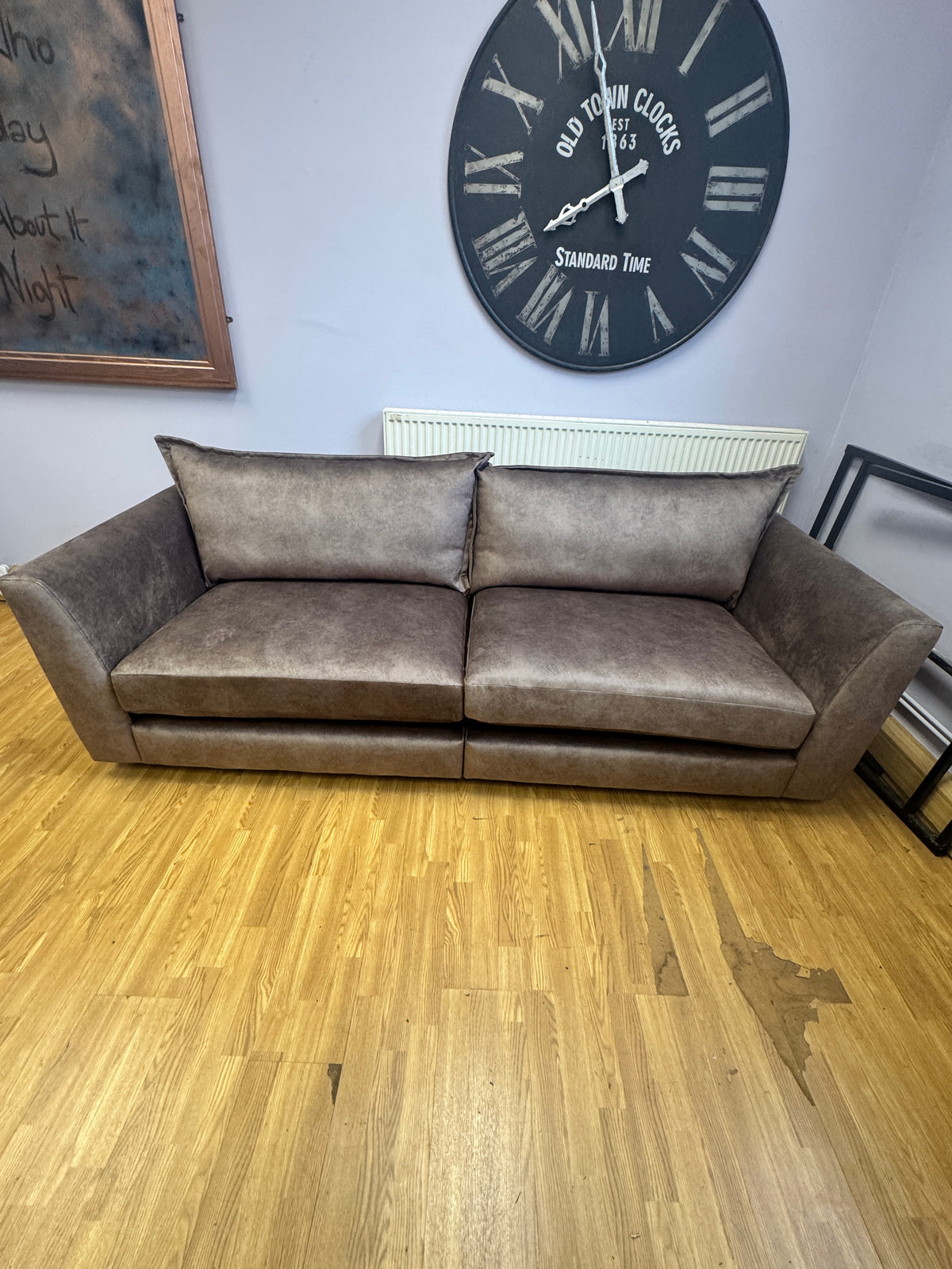 Matteo 4 seater split sofa in Kenzo Chocolate brown marble velvet