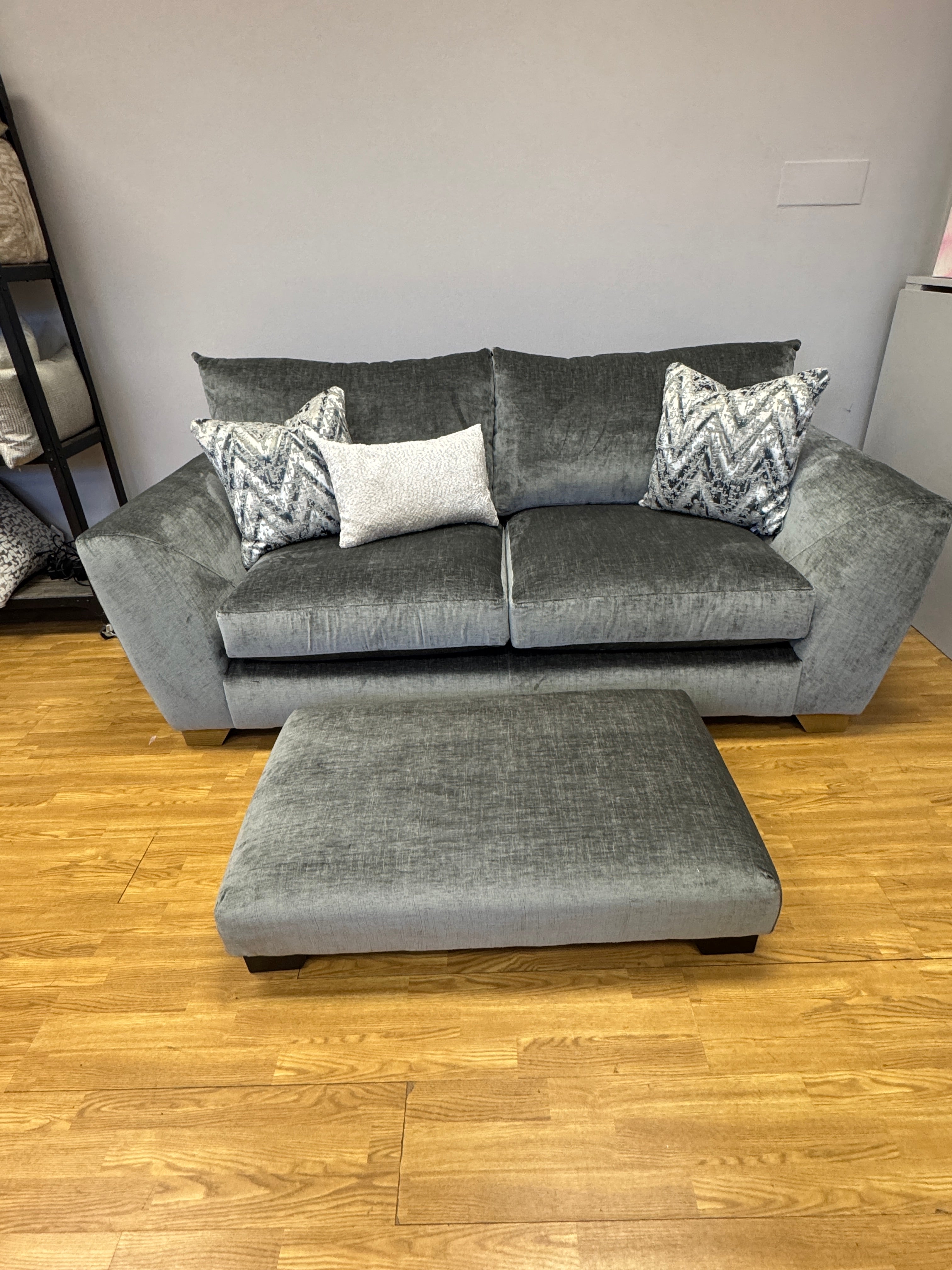 Europa large footstool in Dion Flagstone fabric