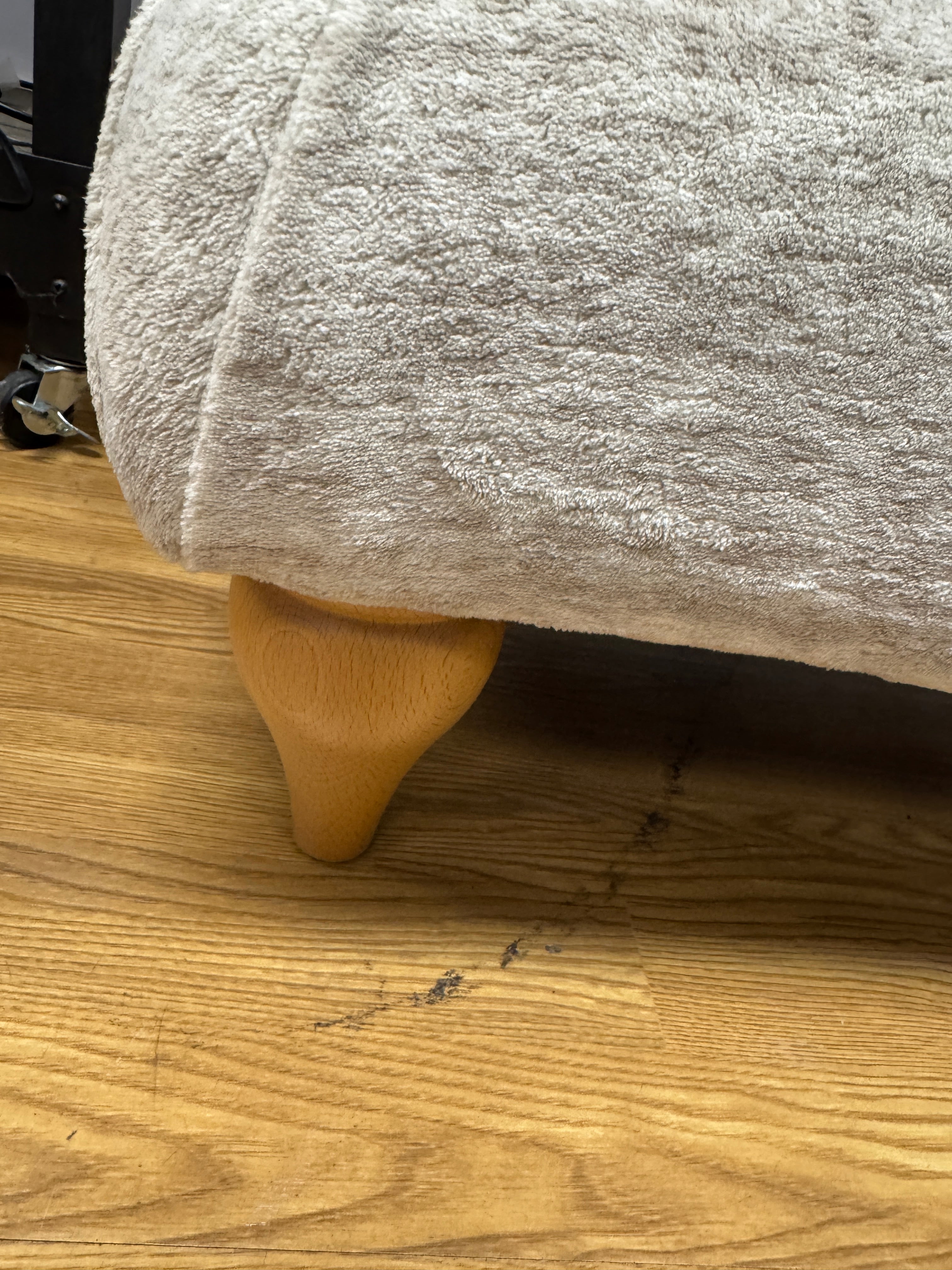 Parker Knoll Plaza bench style large footstool in Ivory Sherpa mix fabric