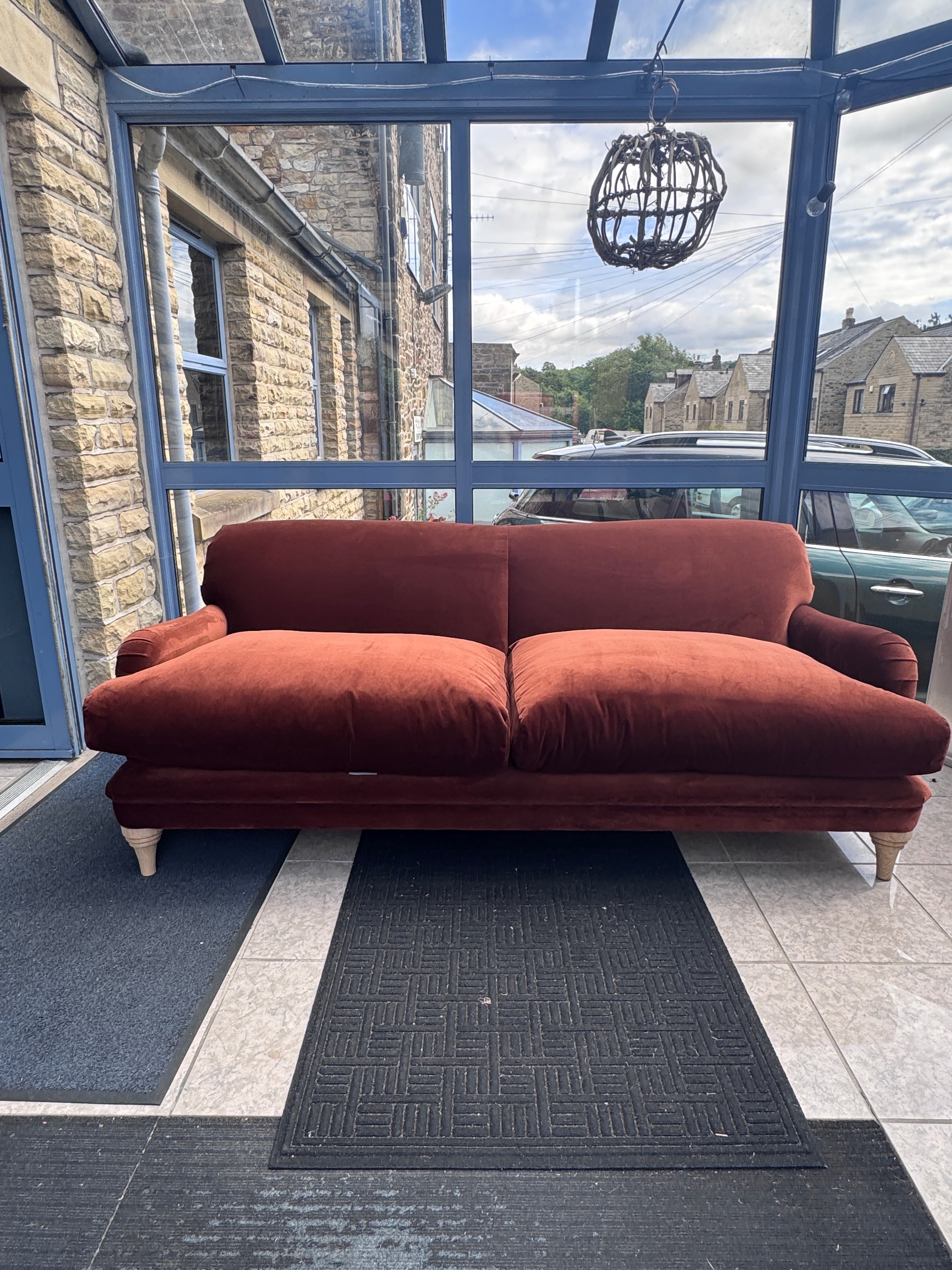 Pudding large sprung back 3 seater sofa in Marmalade clever velvet
