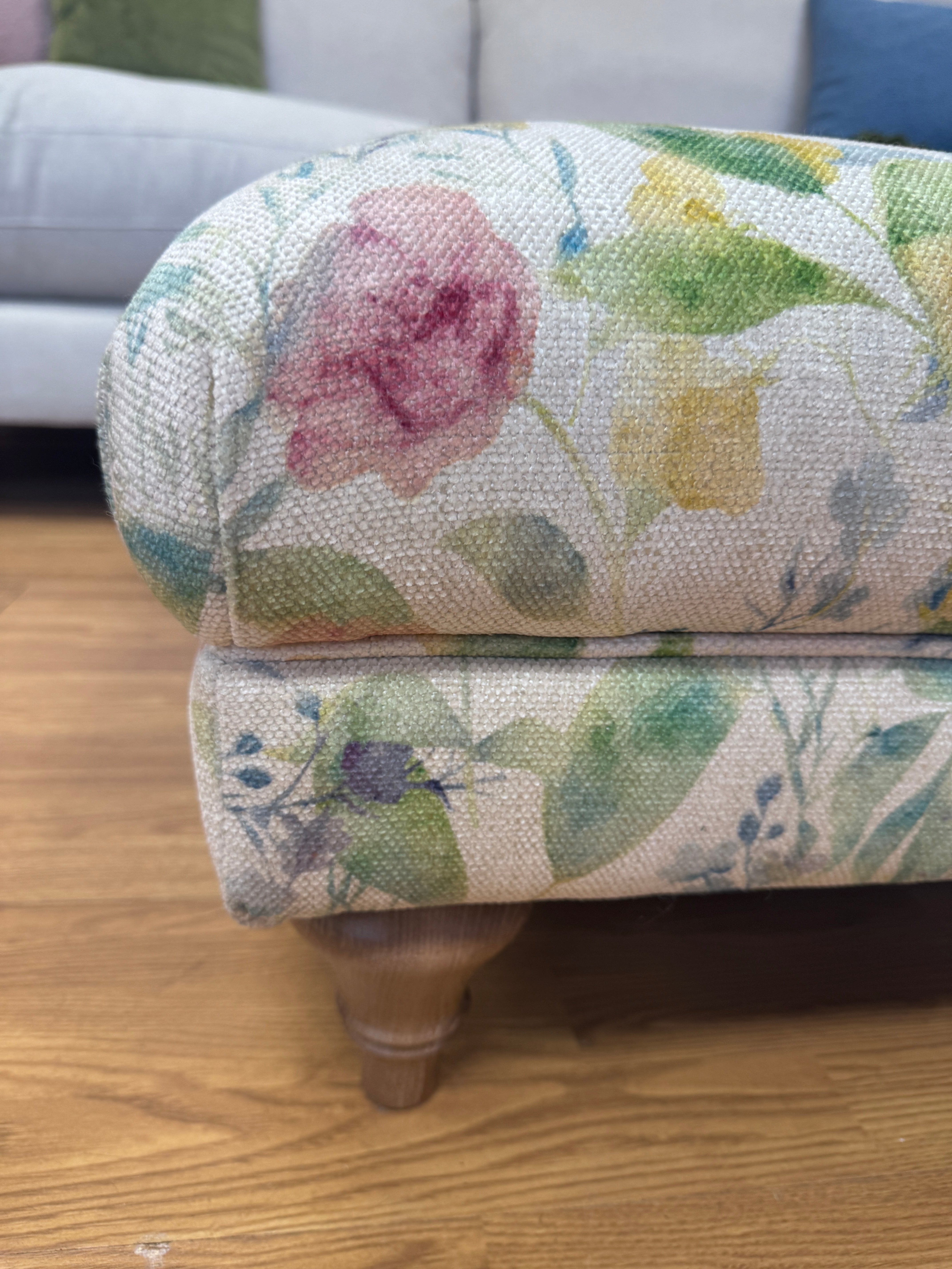 Lacey large square Footstool in Spring Floral fabric