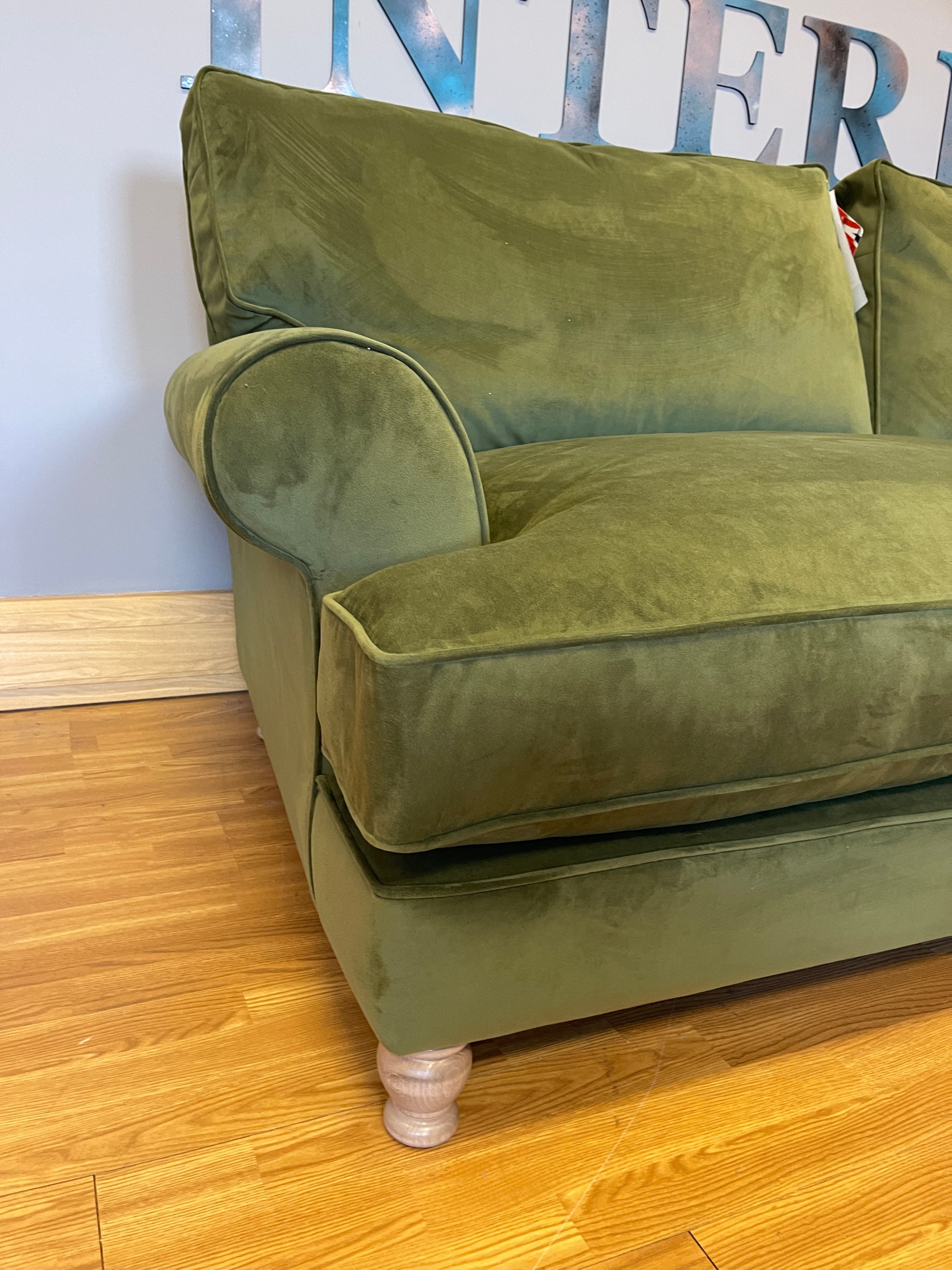 Bronwyn Lounge Company 4 seater sofa in woodland moss green velvet