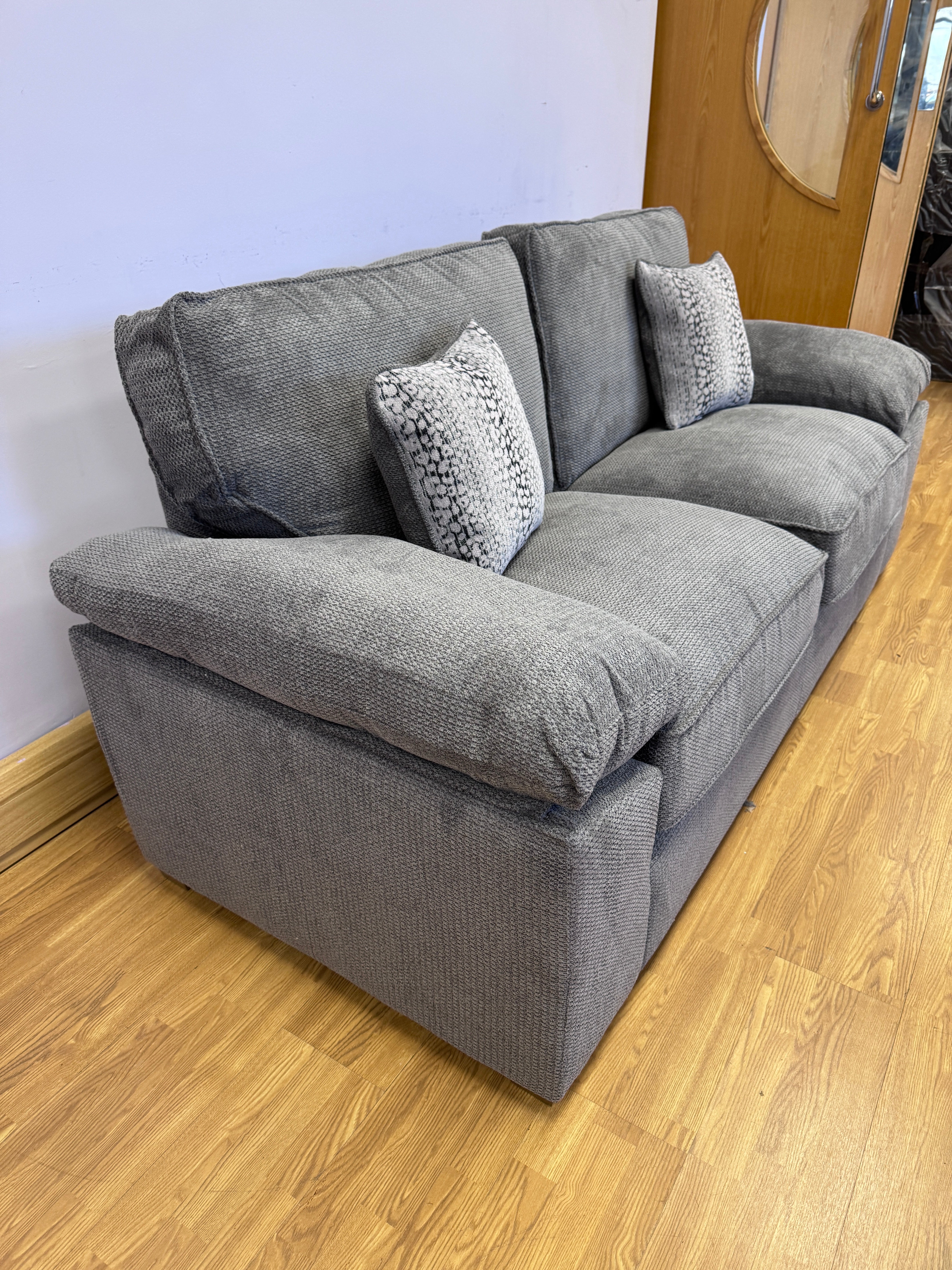 Dexter 3 seater standard back sofa in Rich Charcoal fabric