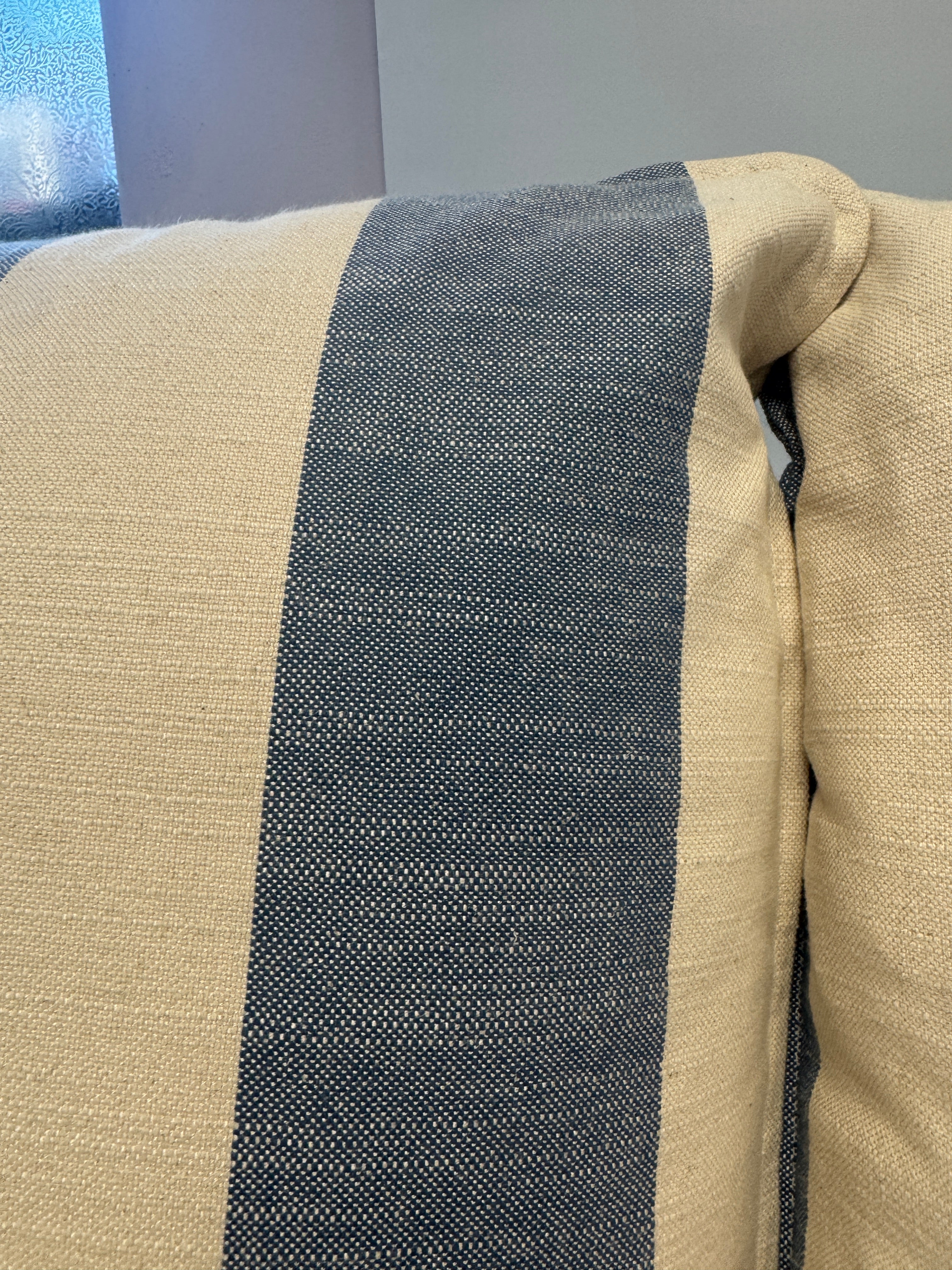 Howard XL Right facing chaise sofa in denim blue & white stripe fabric