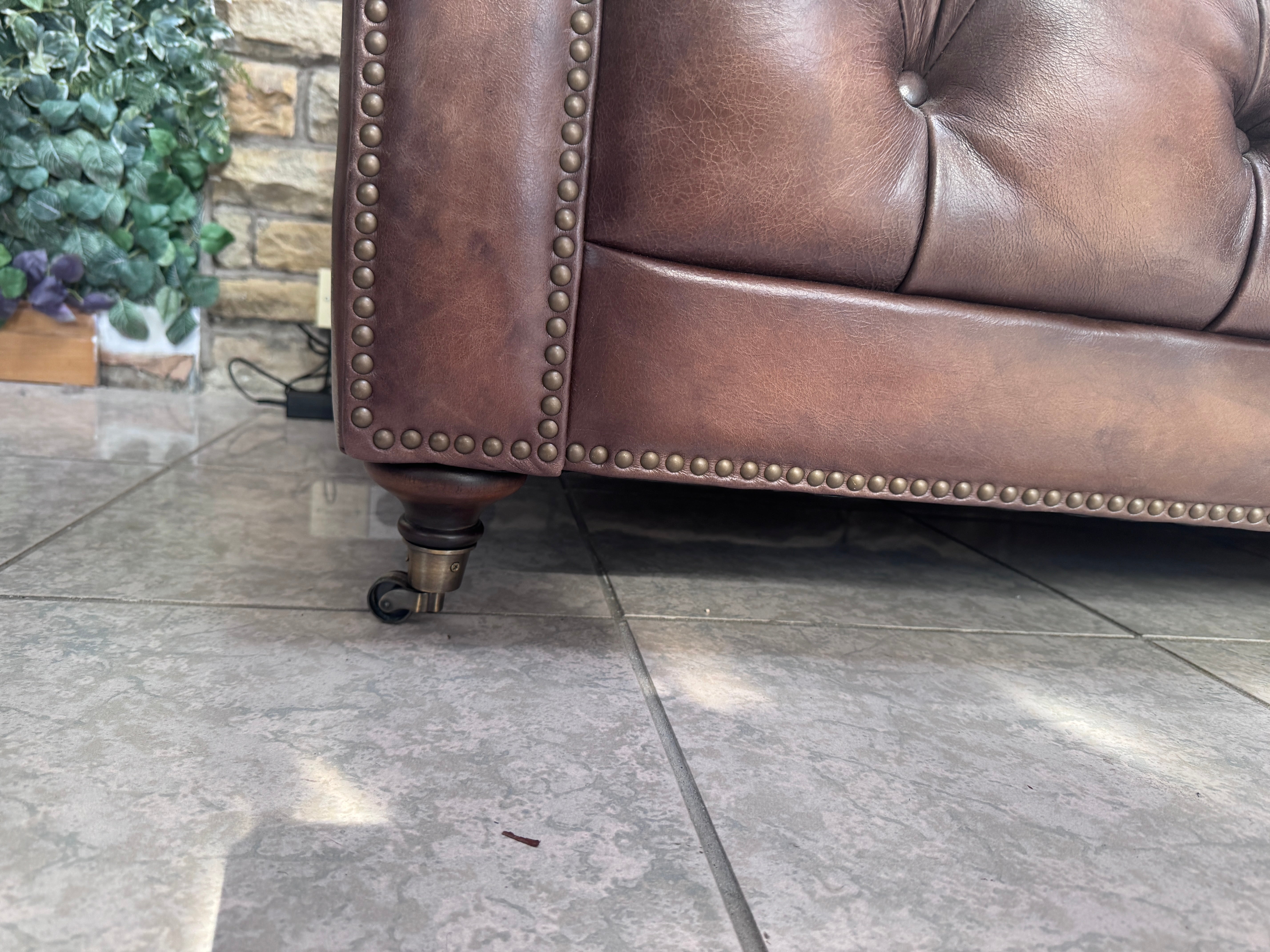 Wallace 3 seater Chesterfield sofa in full 1981 Saddle Leather