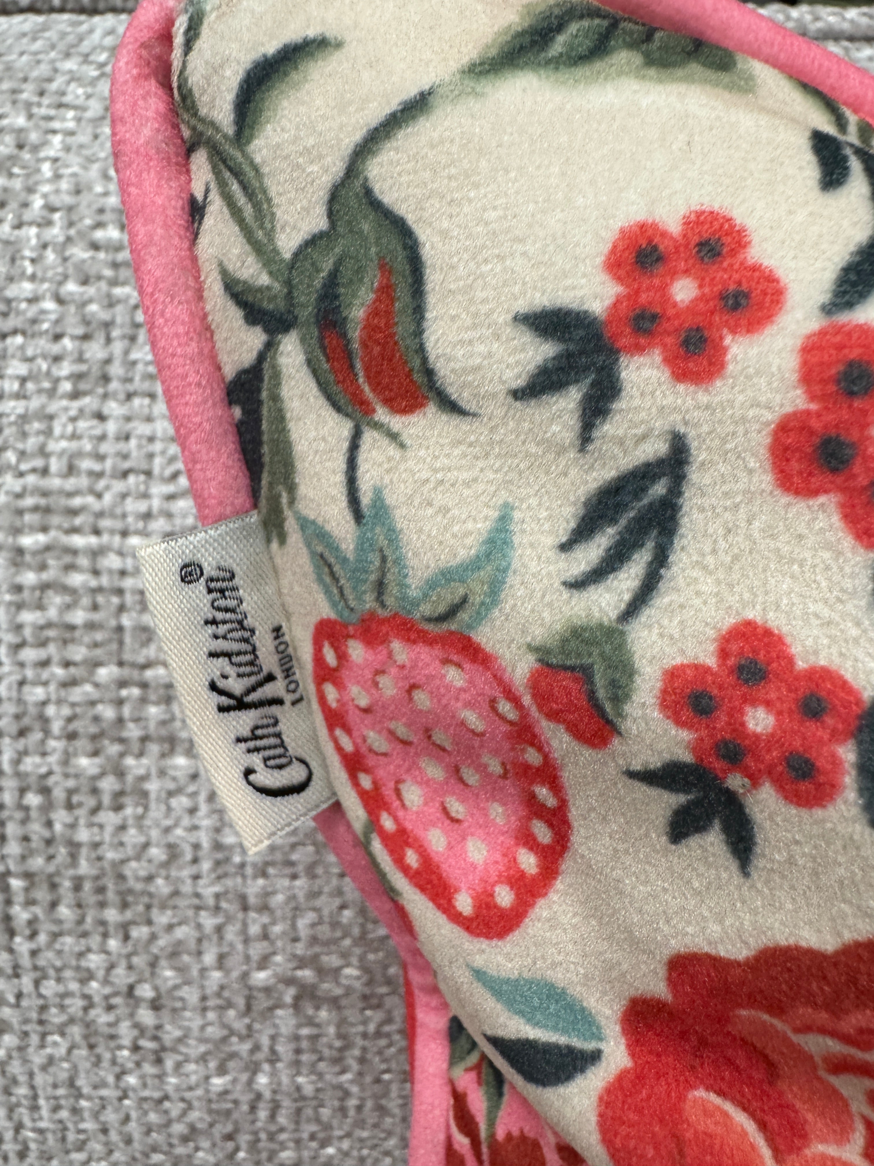 Cath Kidston square cushion in pink Keep Kind / floral velvet 45 x 45cm