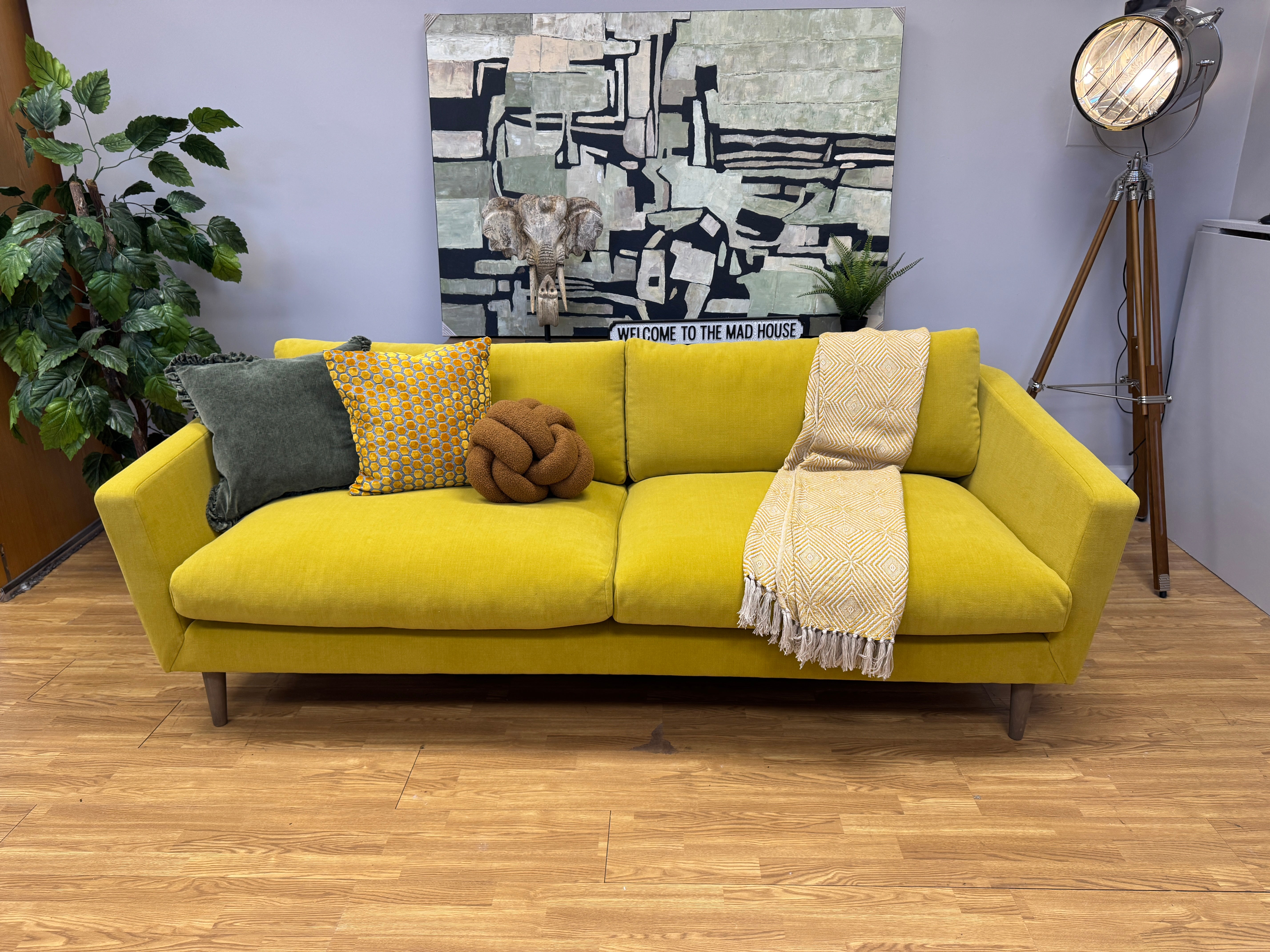 Orla Kiely Dorsey large 4 seater sofa in Clara Sunflower yellow fabric