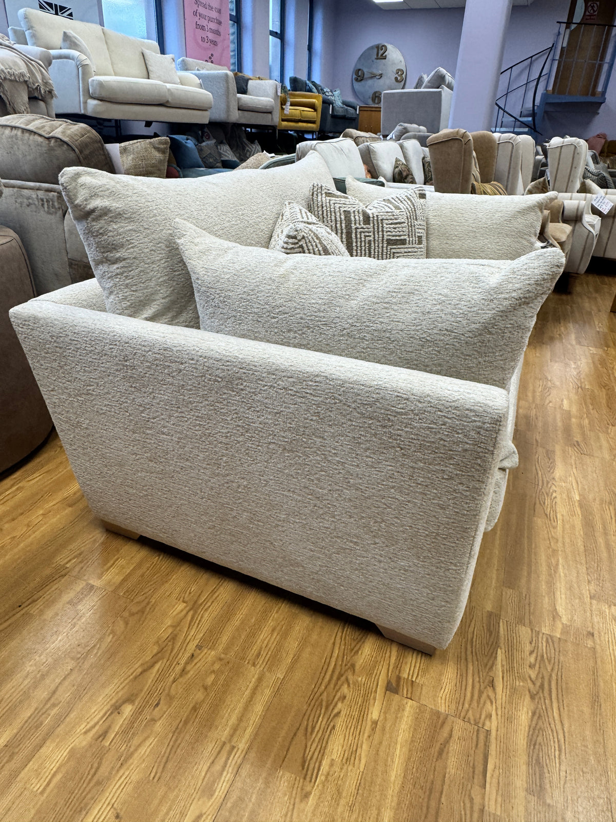 Tallulah large loveseat in cosy cream boucle fabric