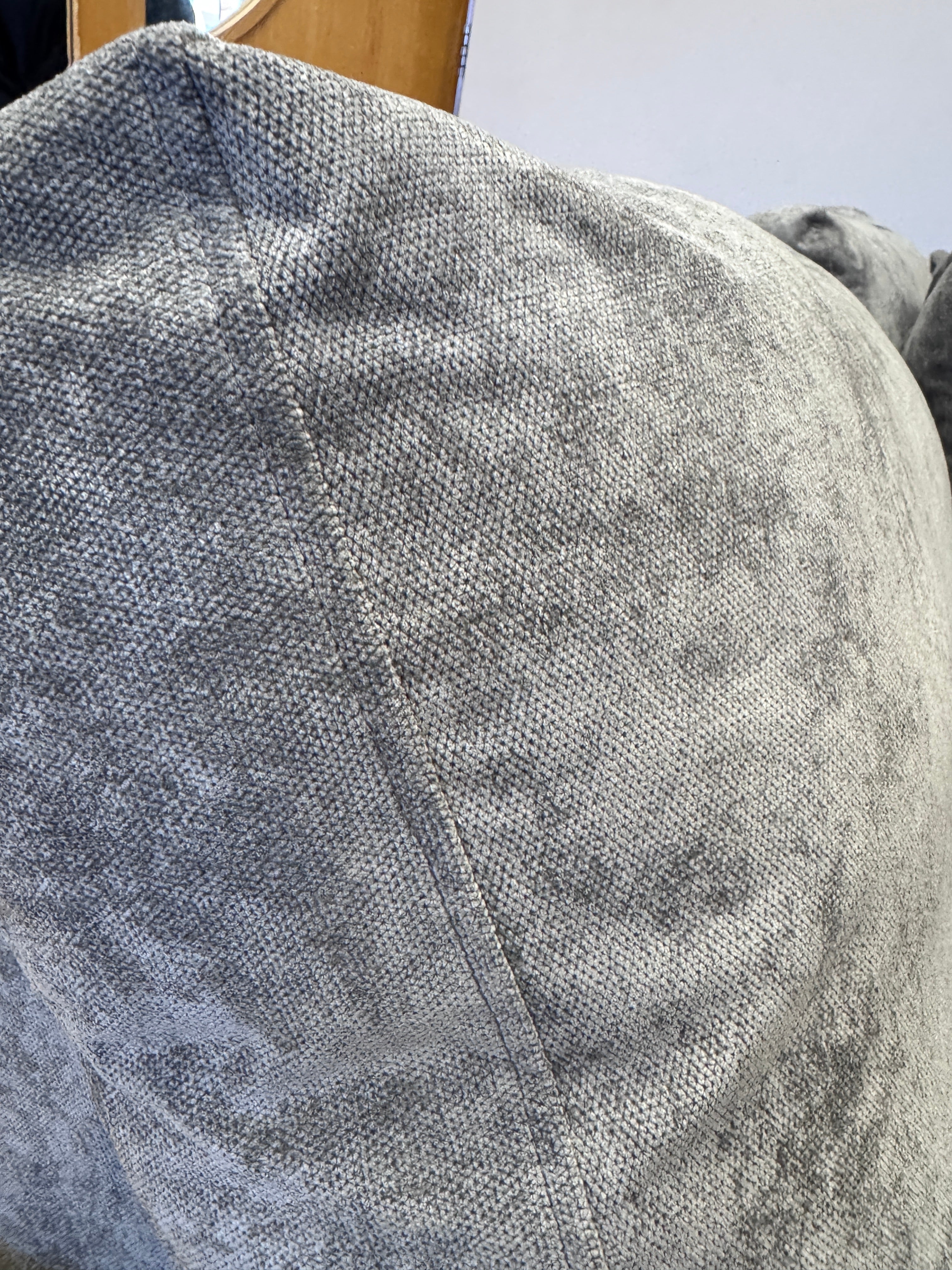 Phoenix left facing corner chaise sofa with footstool in Kingston Grey fabric