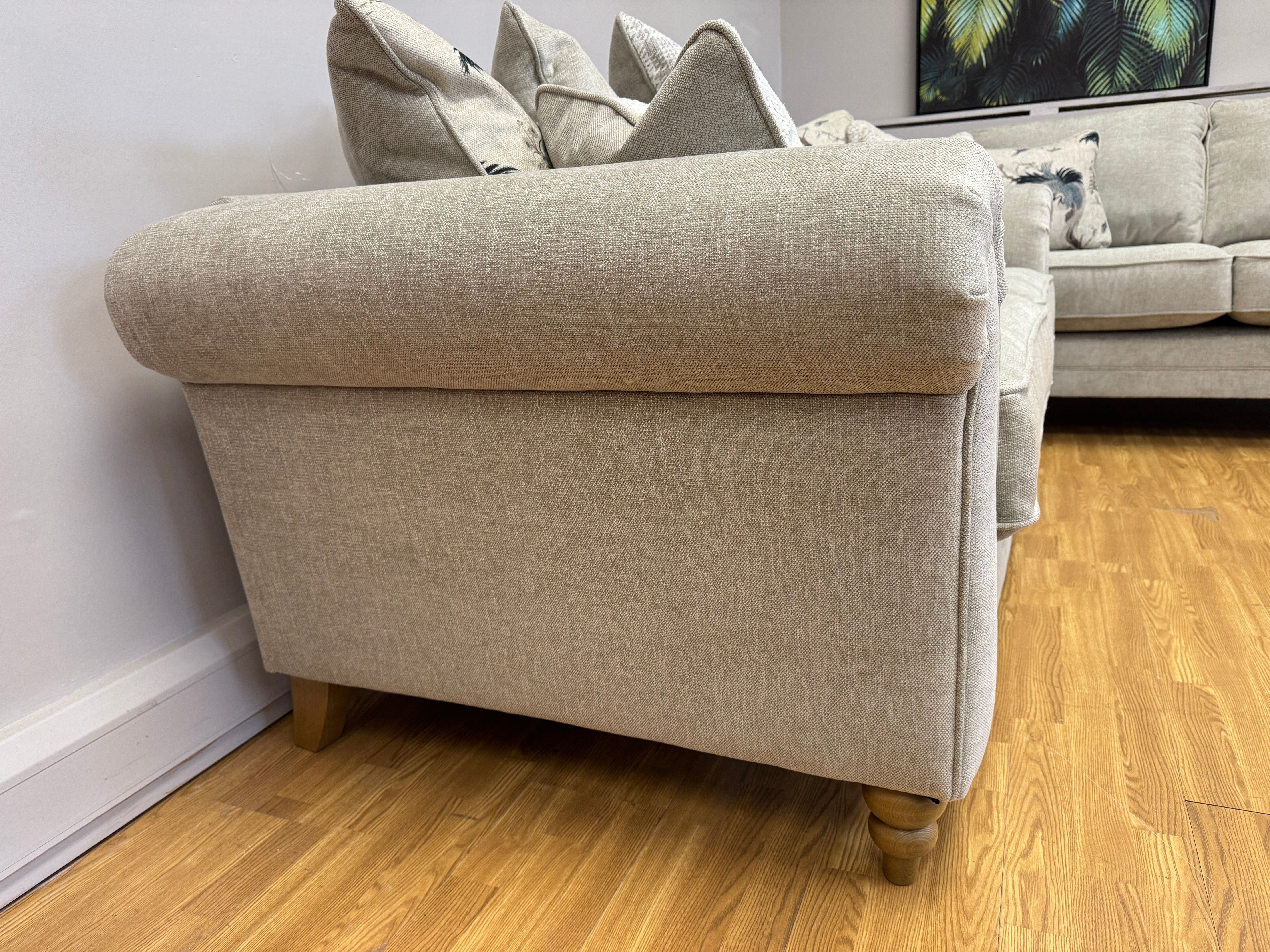 Danbury 3 seater standard back sofa in Marlon Natural fabric
