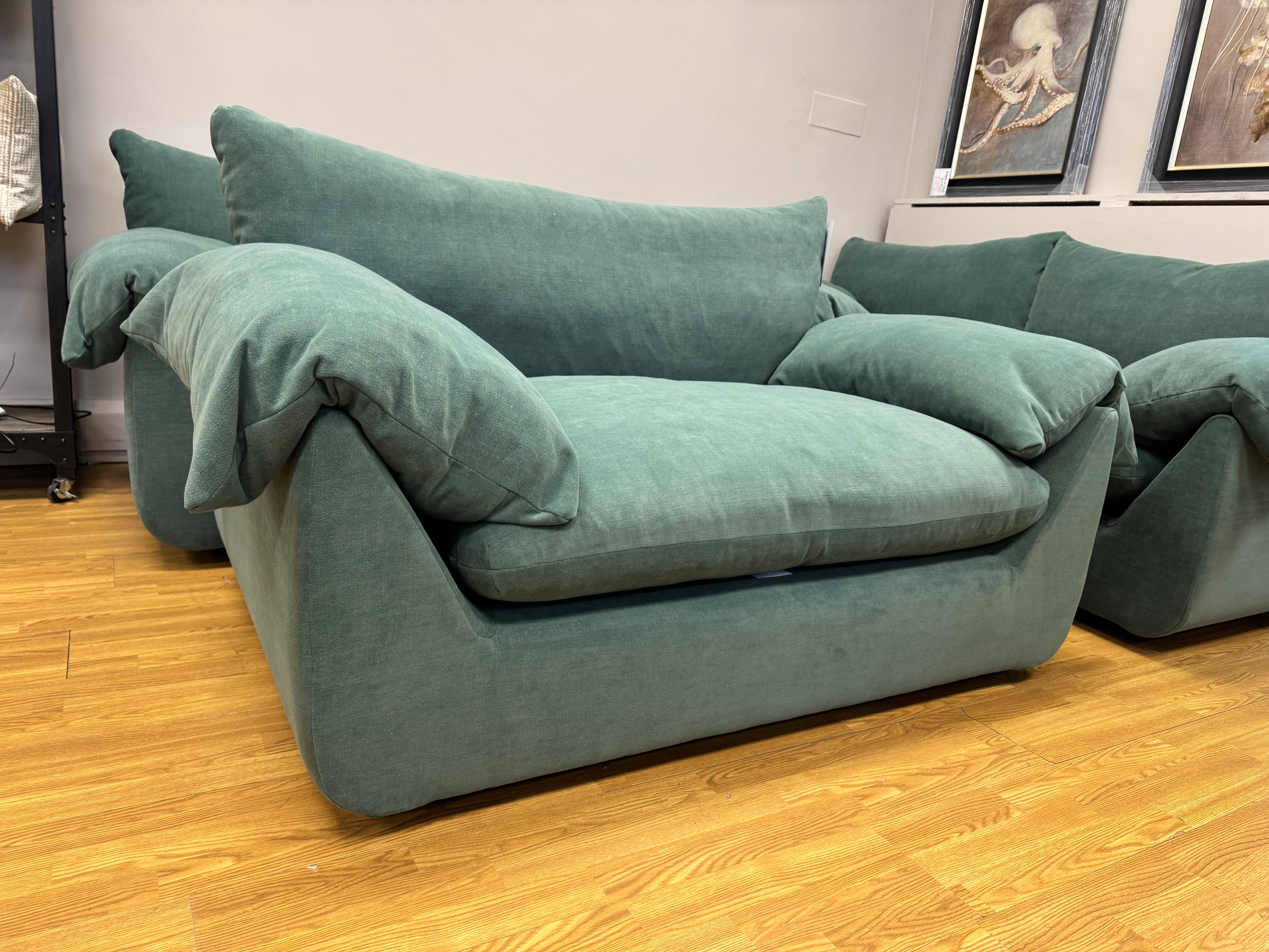 Bayside Large Loveseat in Teal Midnight soft fabric