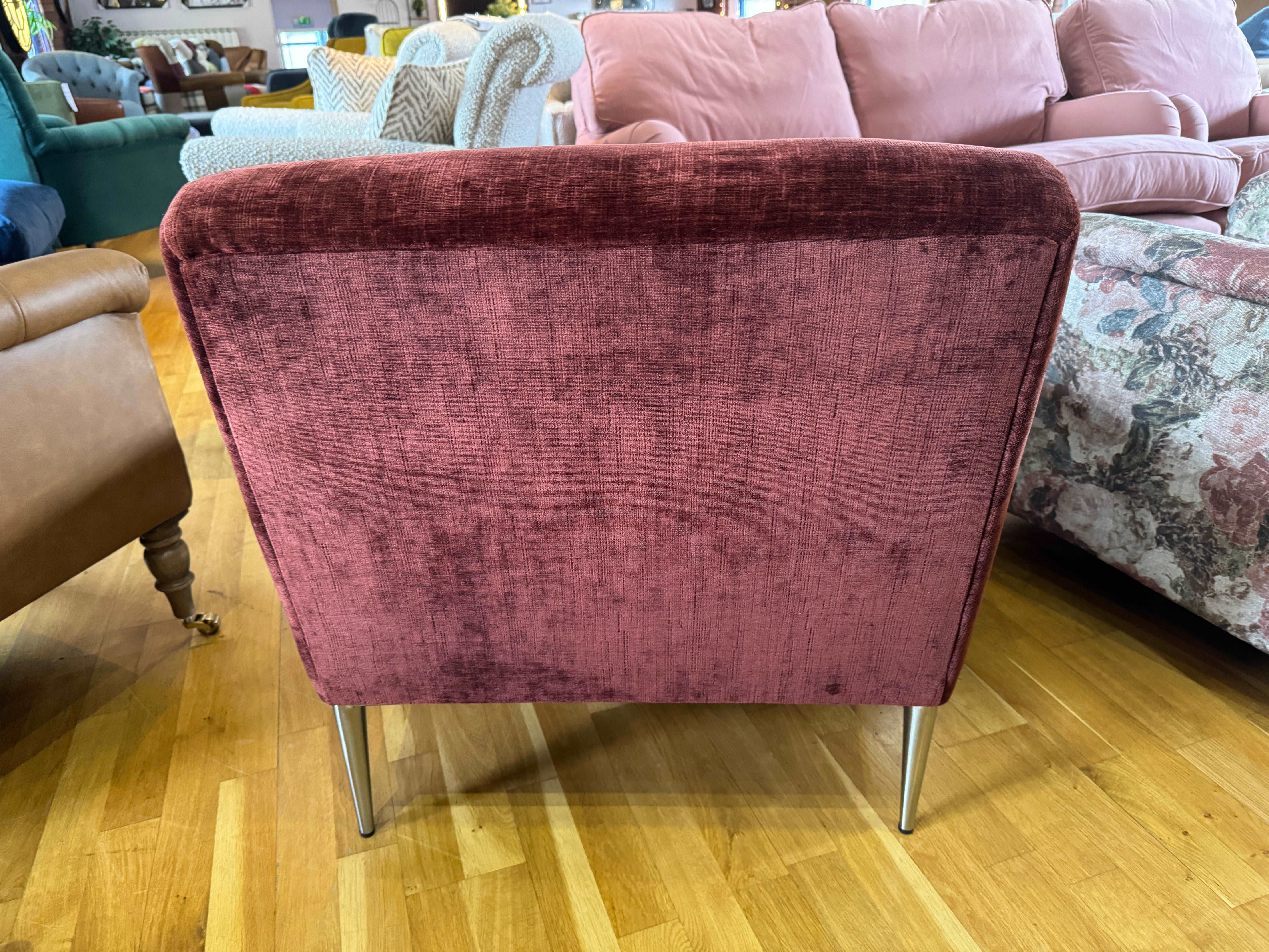 BELLAGIO / PENTHOUSE armless accent chair in Ruby red chenille fabric