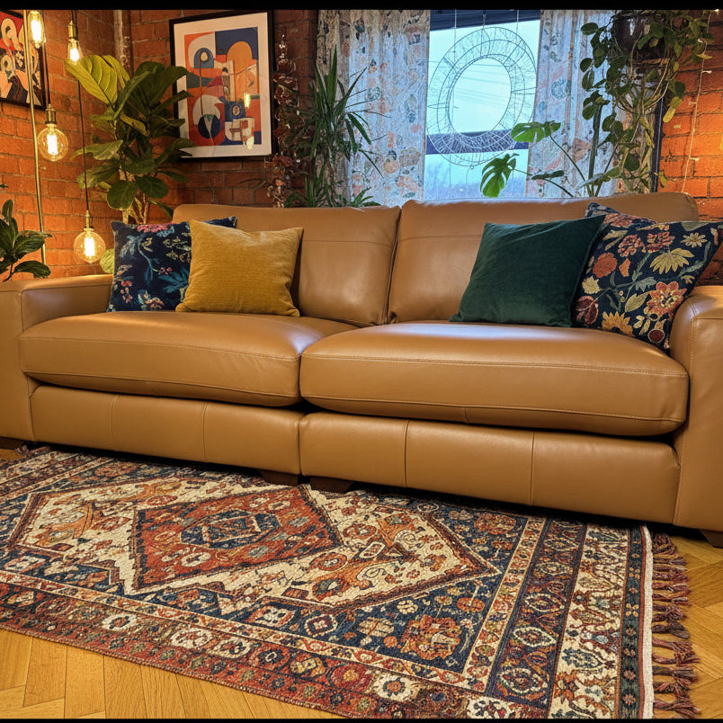 Next Houghton large 4 seater split sofa in Tan Turin leather