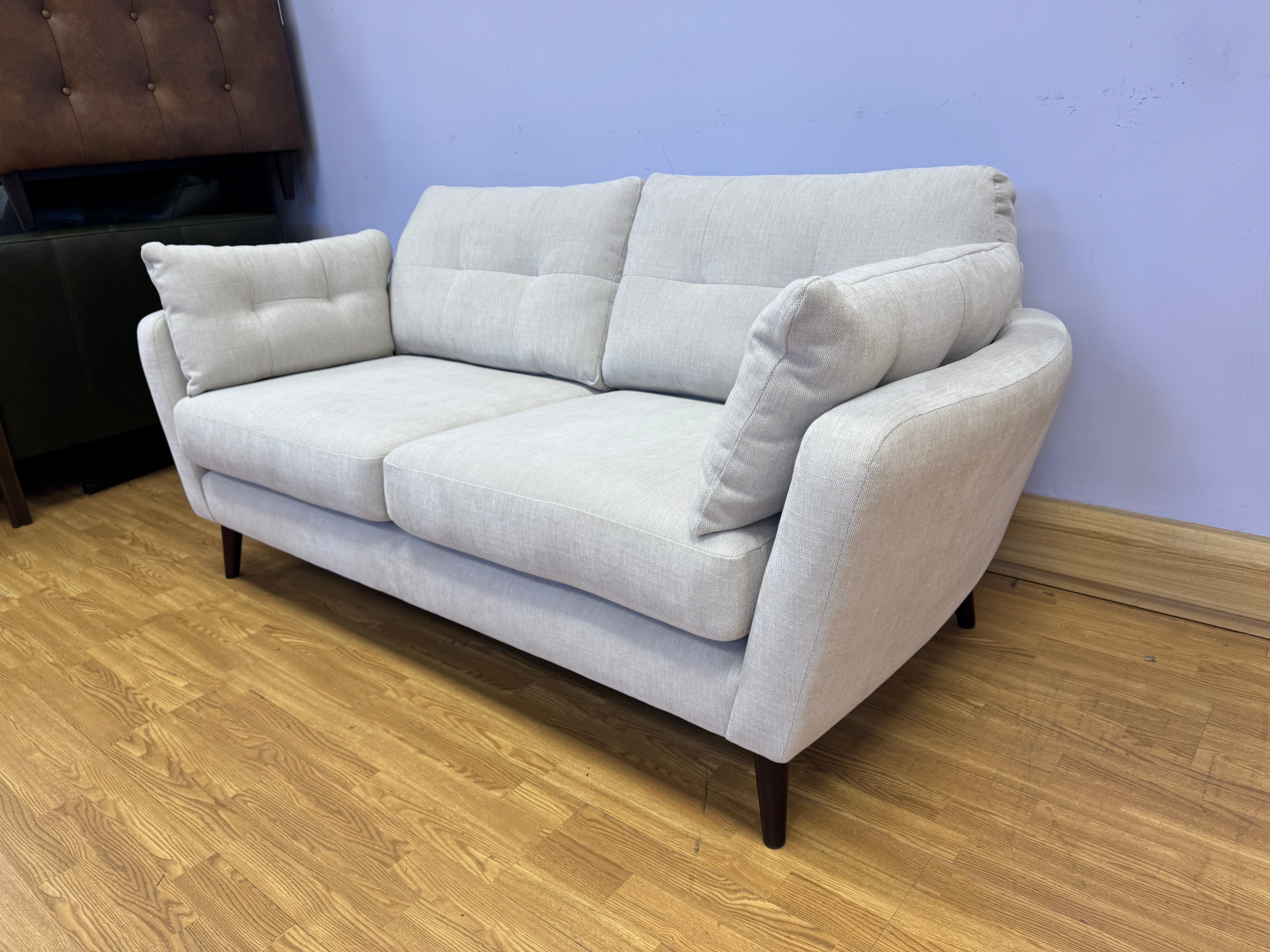 Seville 3 seater standard back sofa in natural stone slubby fabric