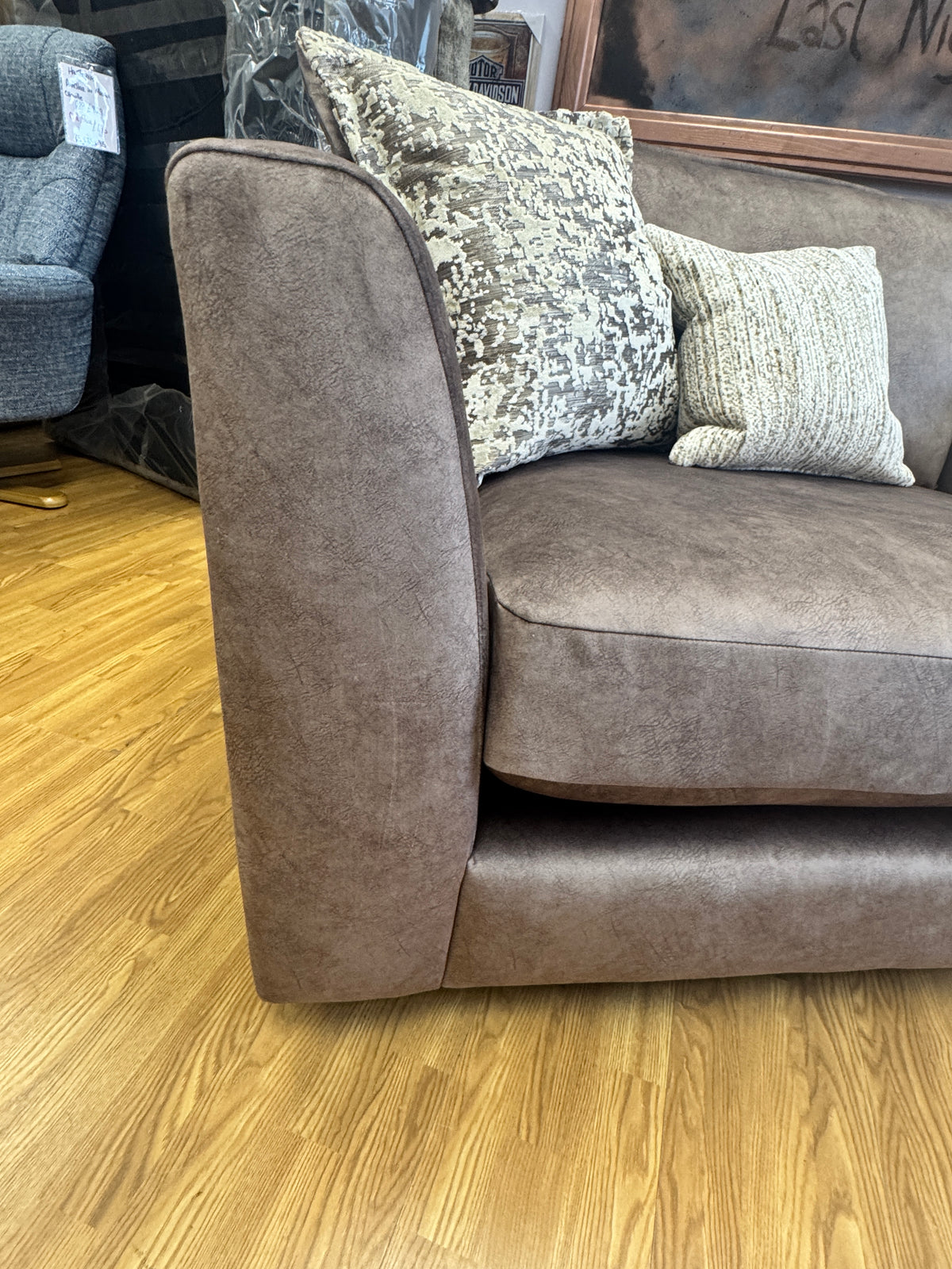 Matteo Large Loveseat / Cuddle chair in Kenzo Chocolate brown marble velvet