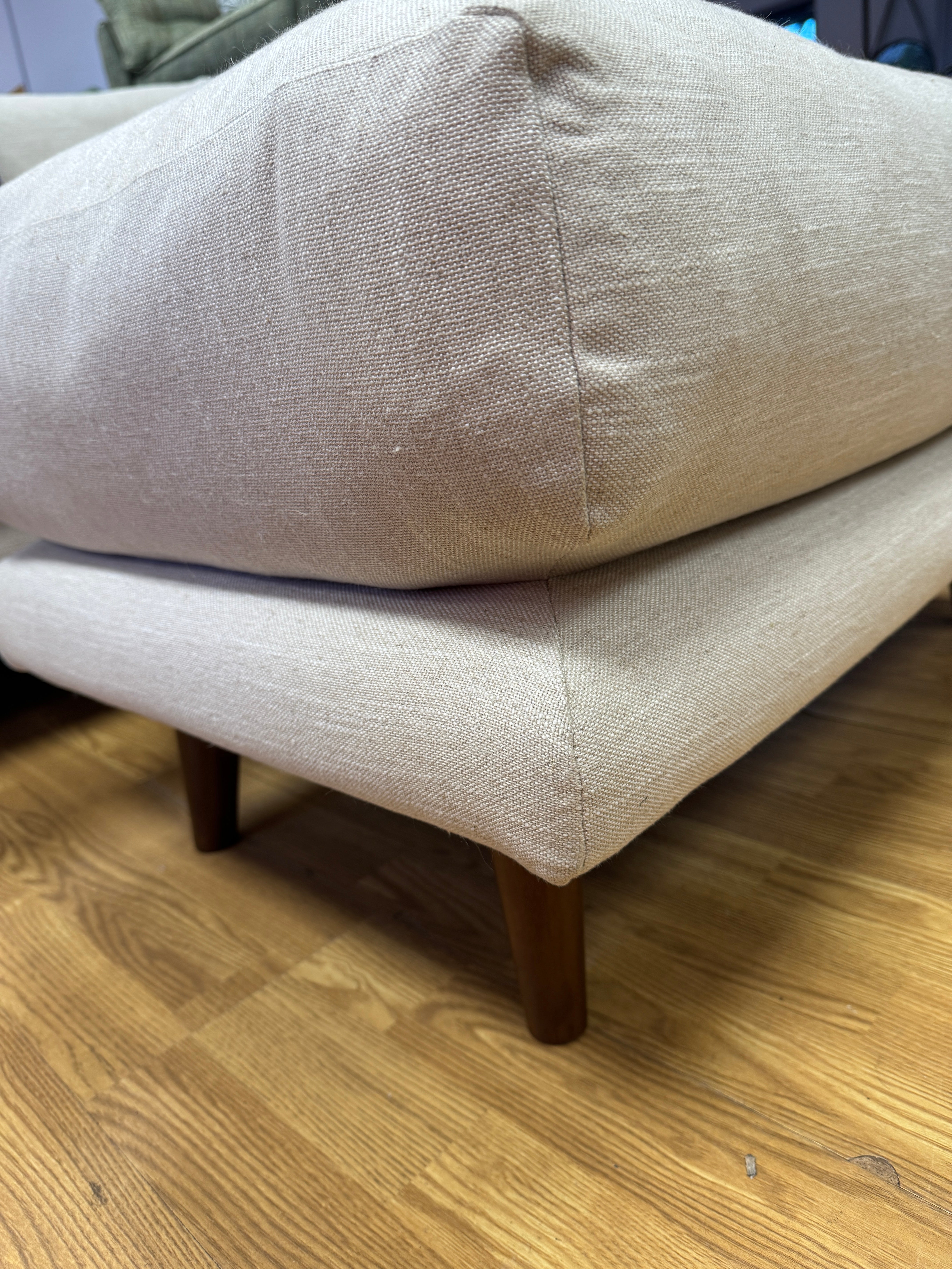 Groover rectangle padded top footstool in thatch house fabric