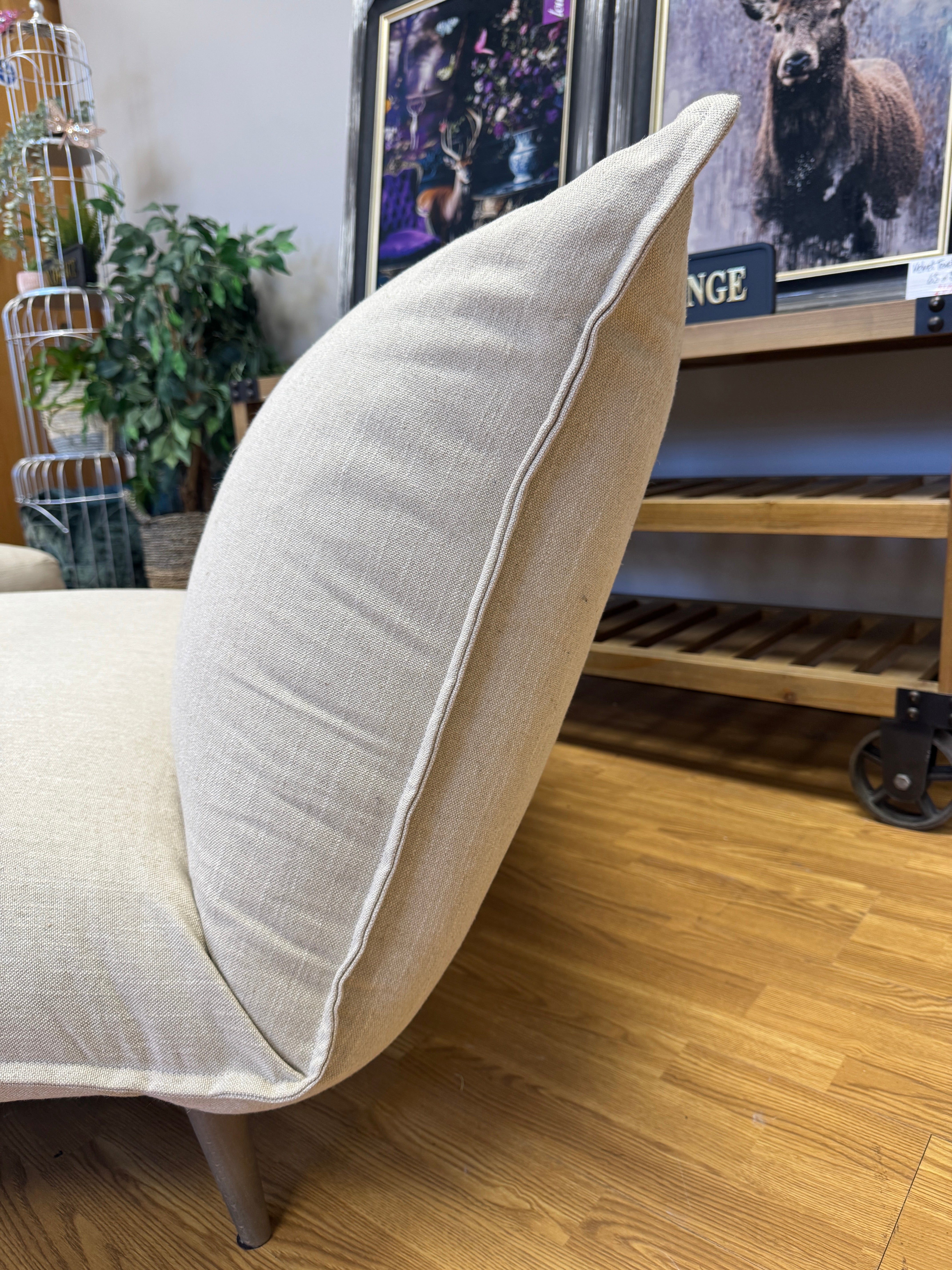 Loaf Soft Spot Pillow style armless chair in clever vintage linen