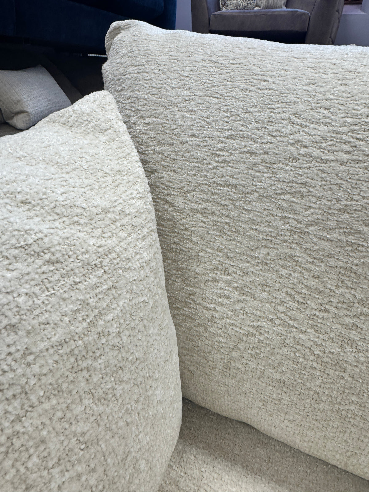 Tallulah large loveseat in cosy cream boucle fabric