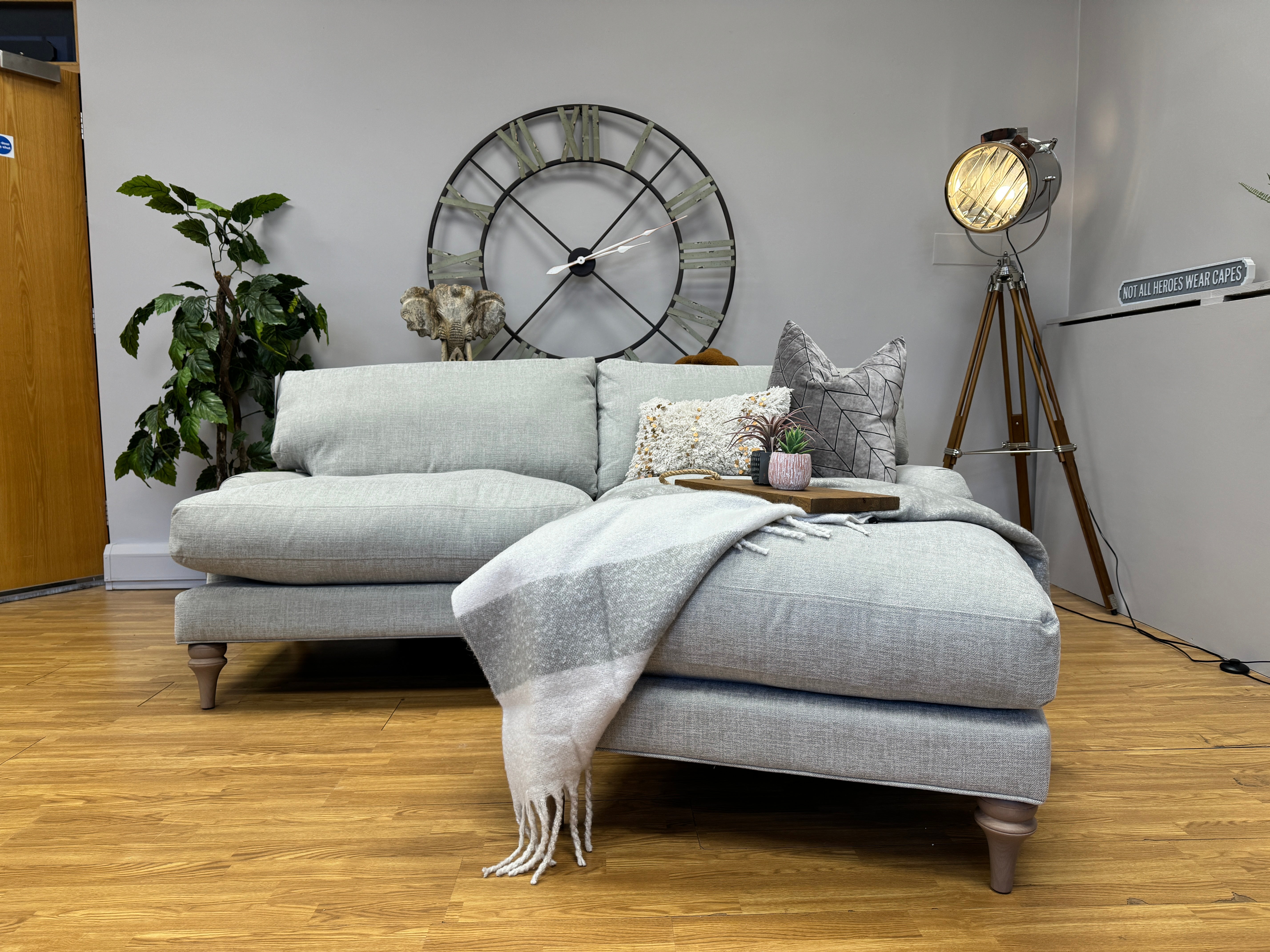 The Lounge Company Rose 3 seater sofa & footstool in natural soft weave fabric