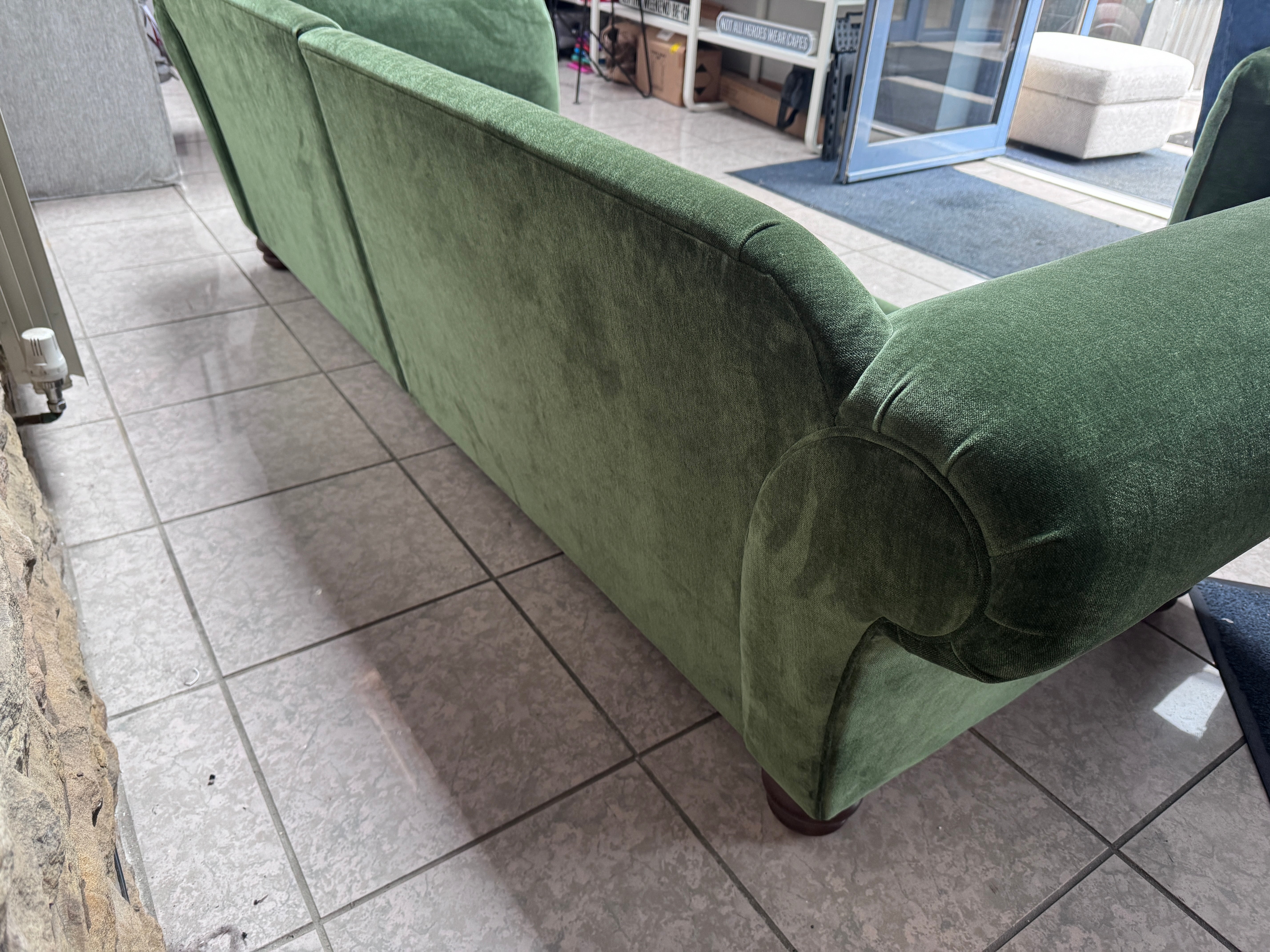 Cotswold XL 4 seater split sofa in Forest green velvet fabric