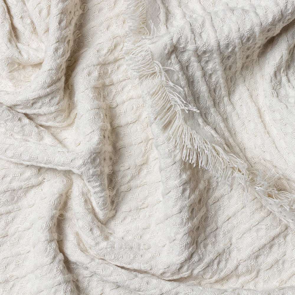 Abel waffle fringe throw 130 x 180cm in Natural