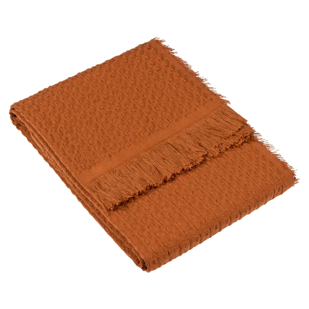 Abel waffle fringe throw 130 x 180cm in Pecan