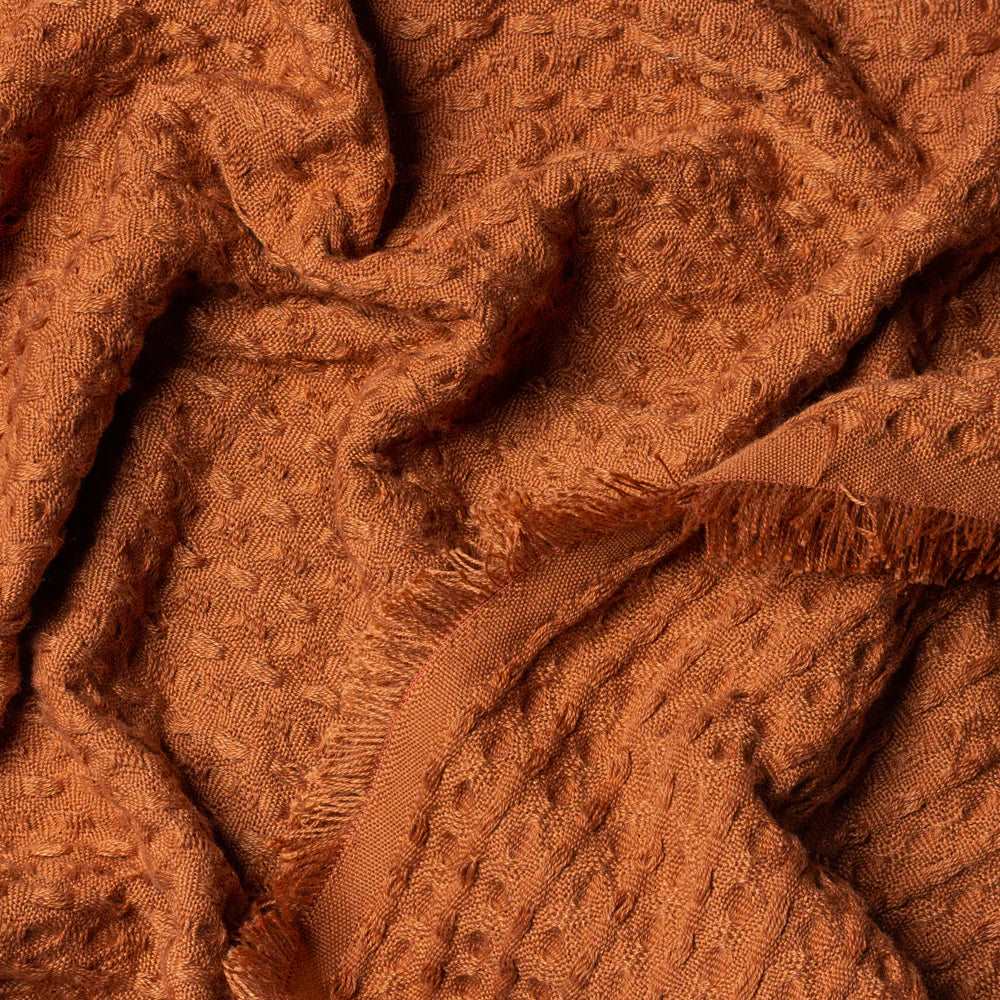 Abel waffle fringe throw 130 x 180cm in Pecan