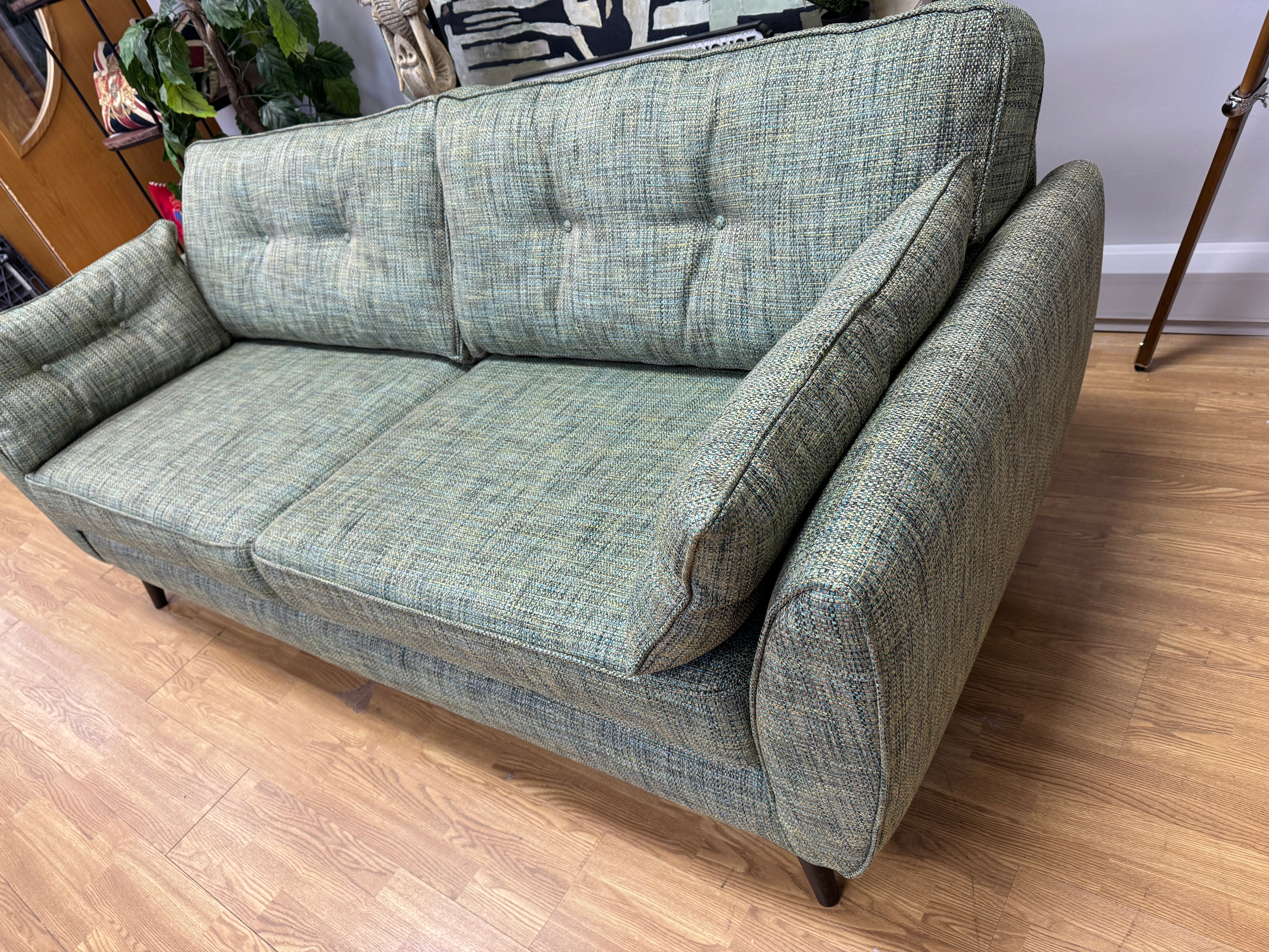 French Connection Zinc large 4 seater standard back sofa in Molten Fern green mix weave