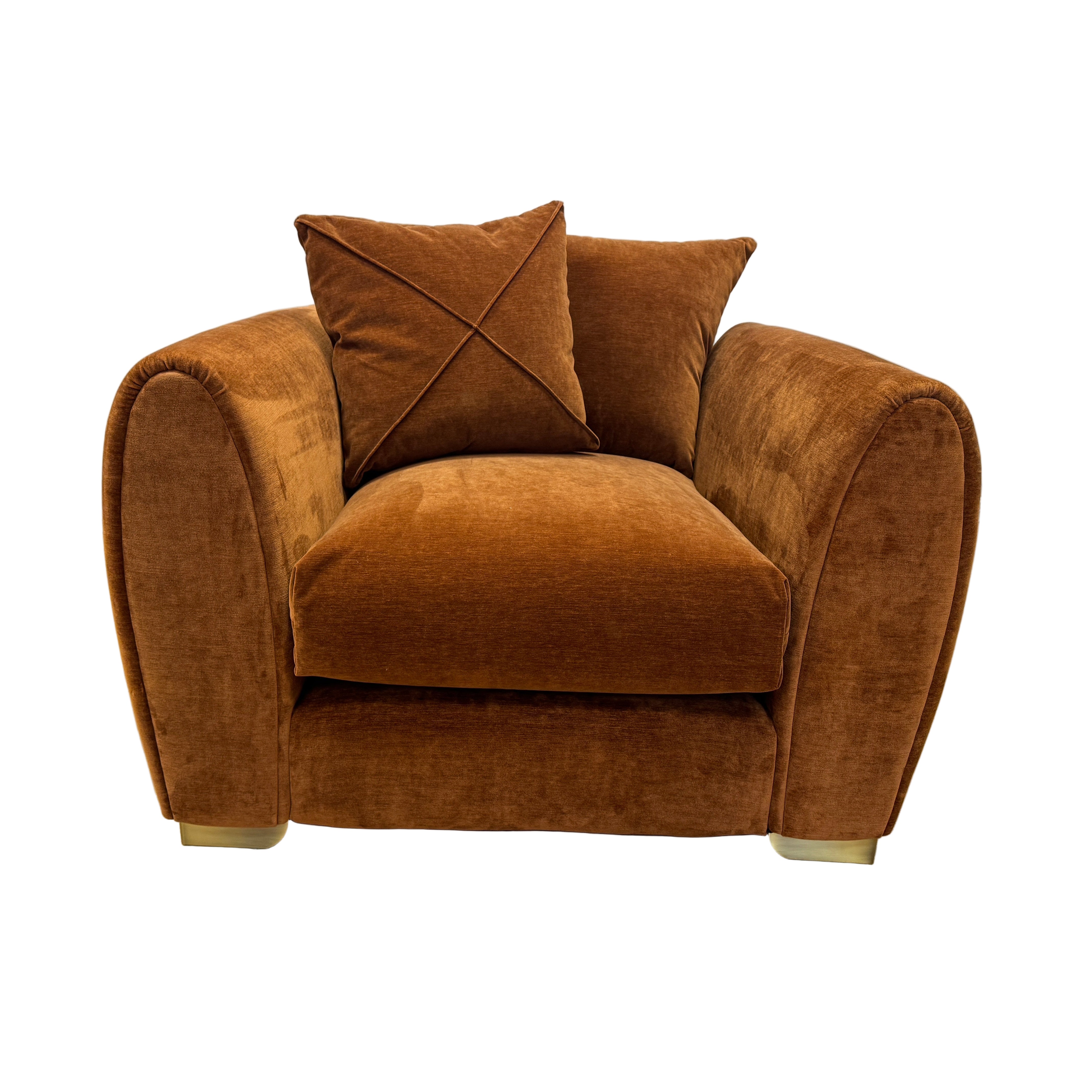 Sofology Hourglass large armchair in Rust / Burnt orange vintage velvet