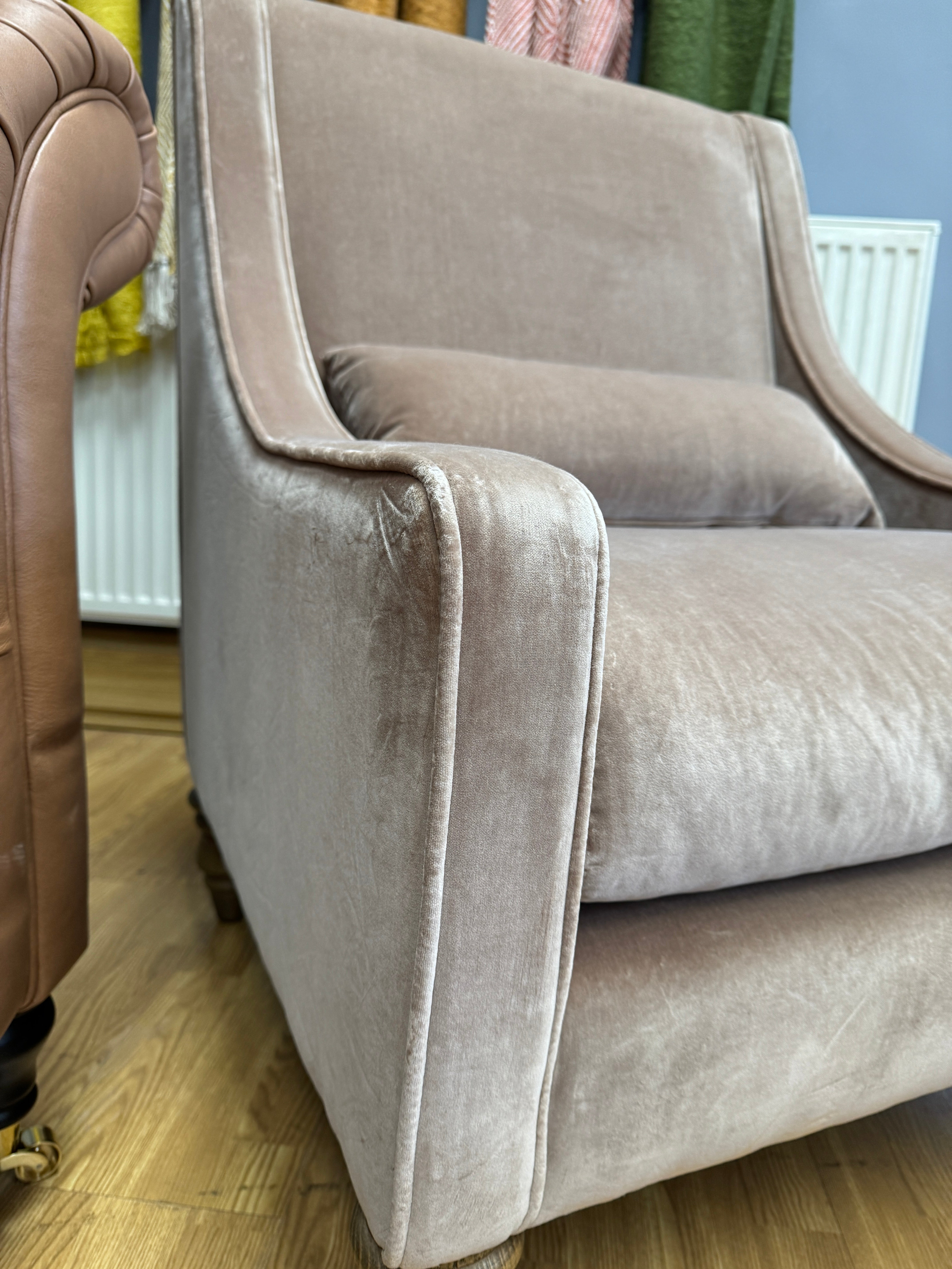 Iggy high back armchair in Cinnamon velvet fabric