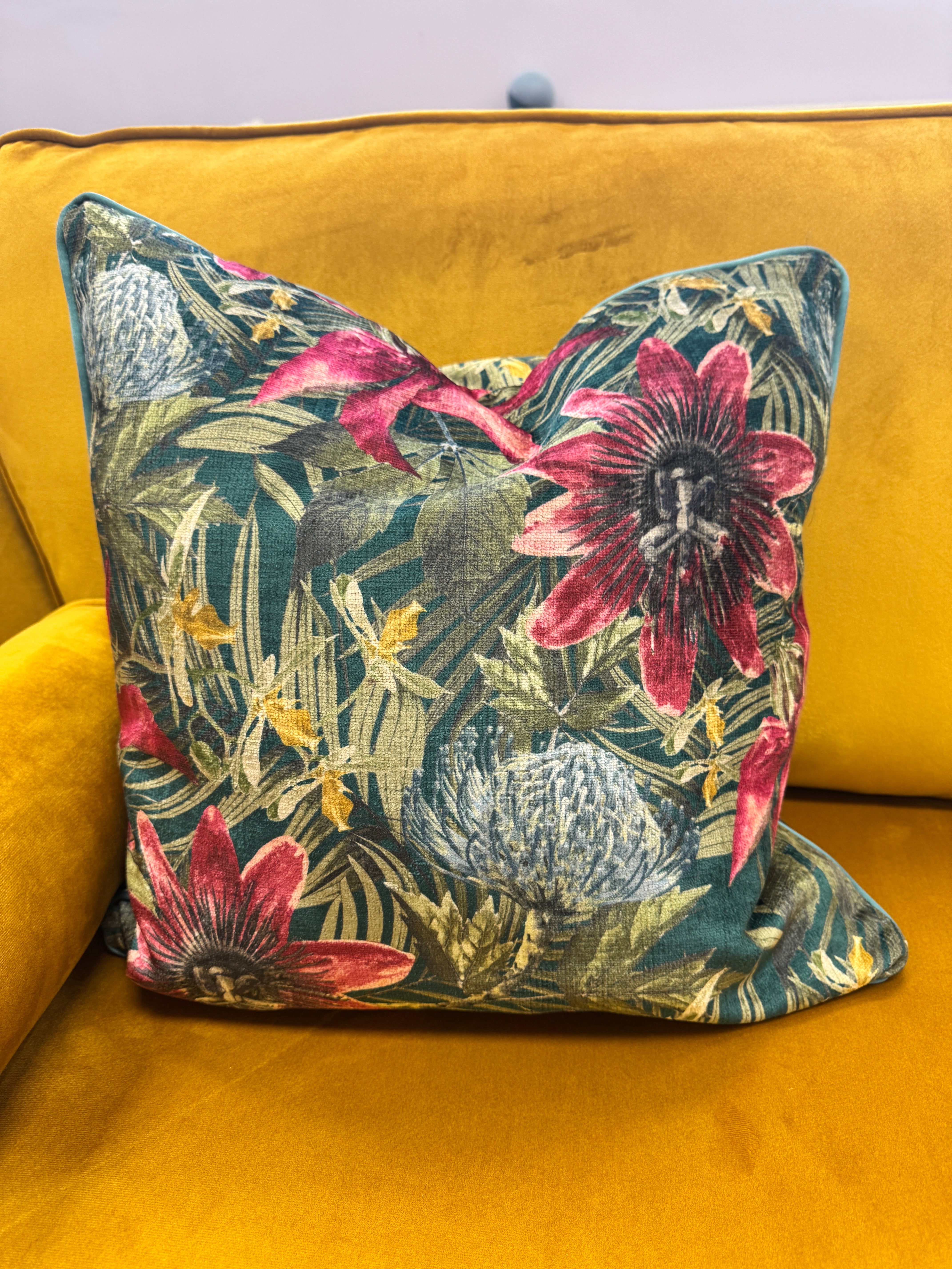 Show Stoppa 3 seater sofa with bolster cushions in amber gold velvet