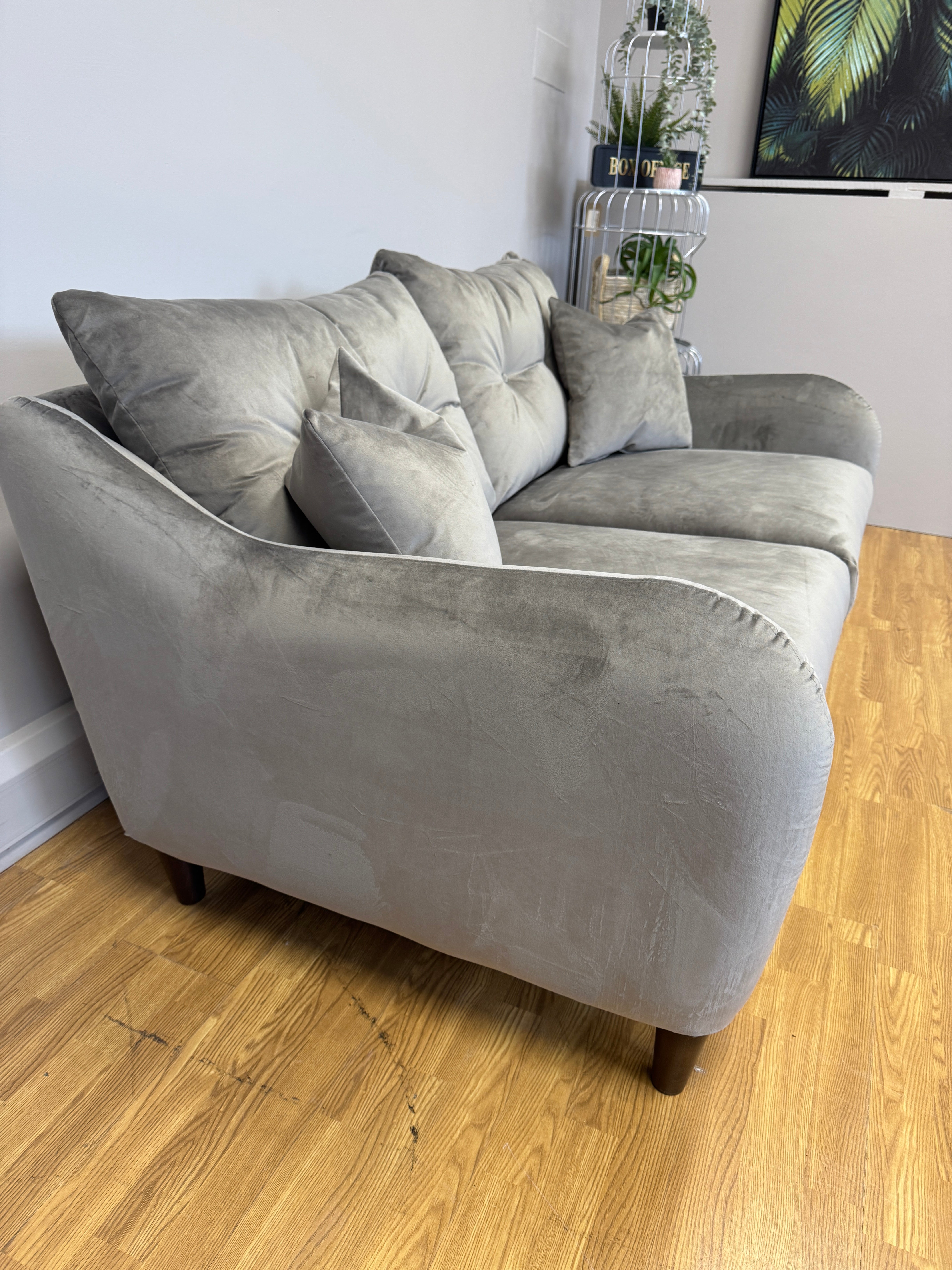 Ambleside 3 seater standard back sofa in Lumino Slate velvet