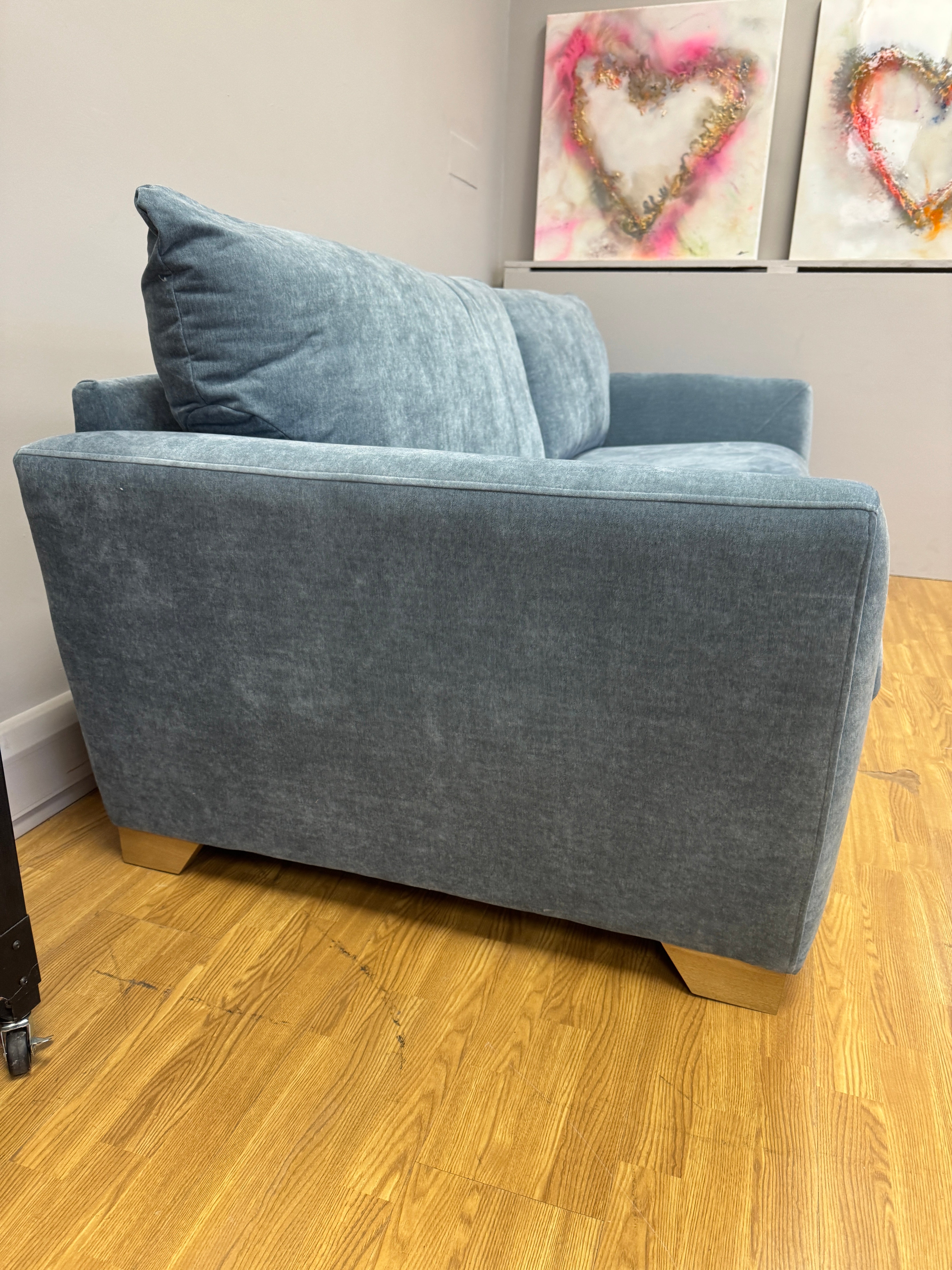 Mala 4 seater split sofa in Ellis Aqua blue fabric