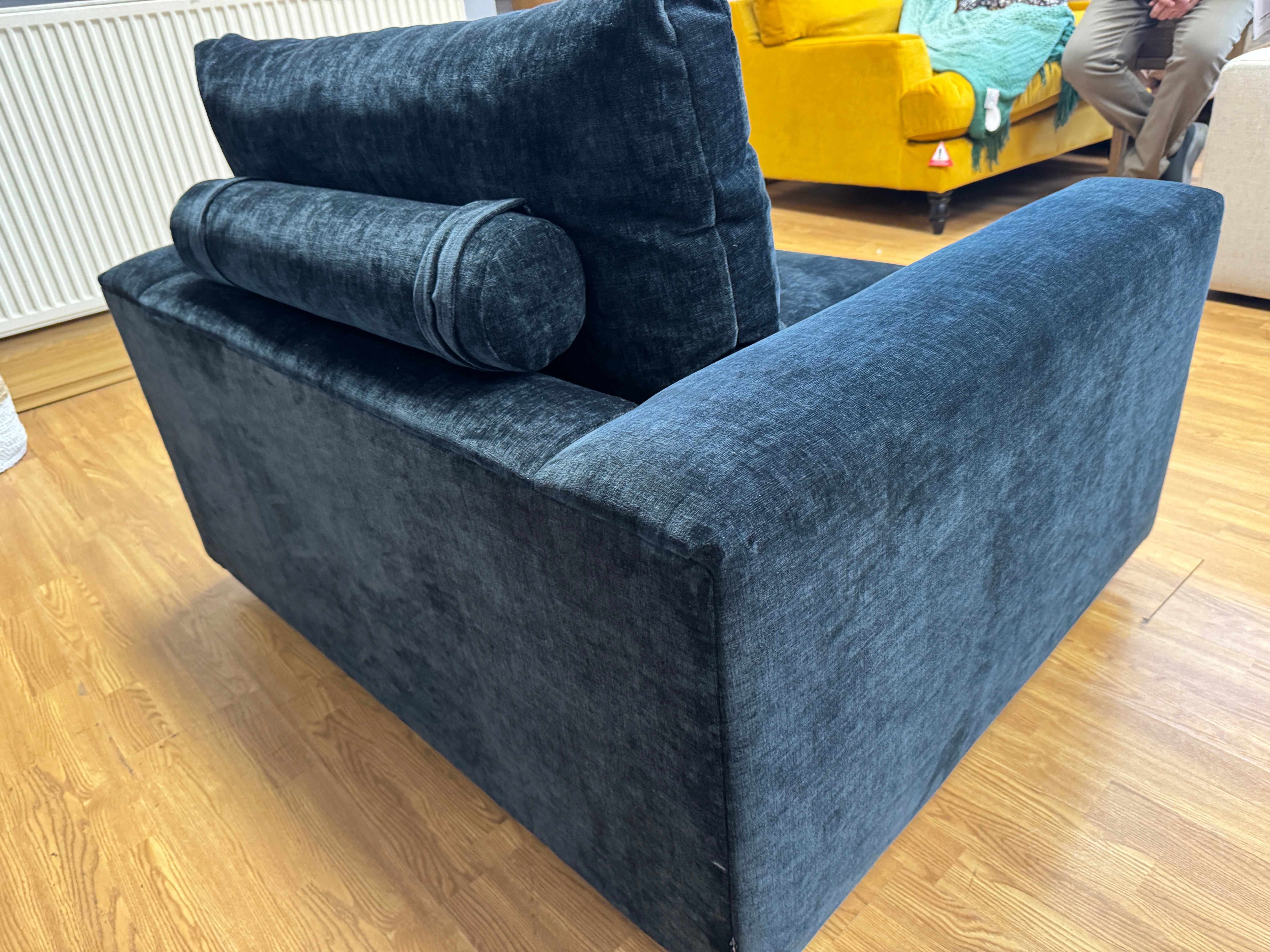 Grand Designs Burnham chunky loveseat in ink blue black chenille fabric