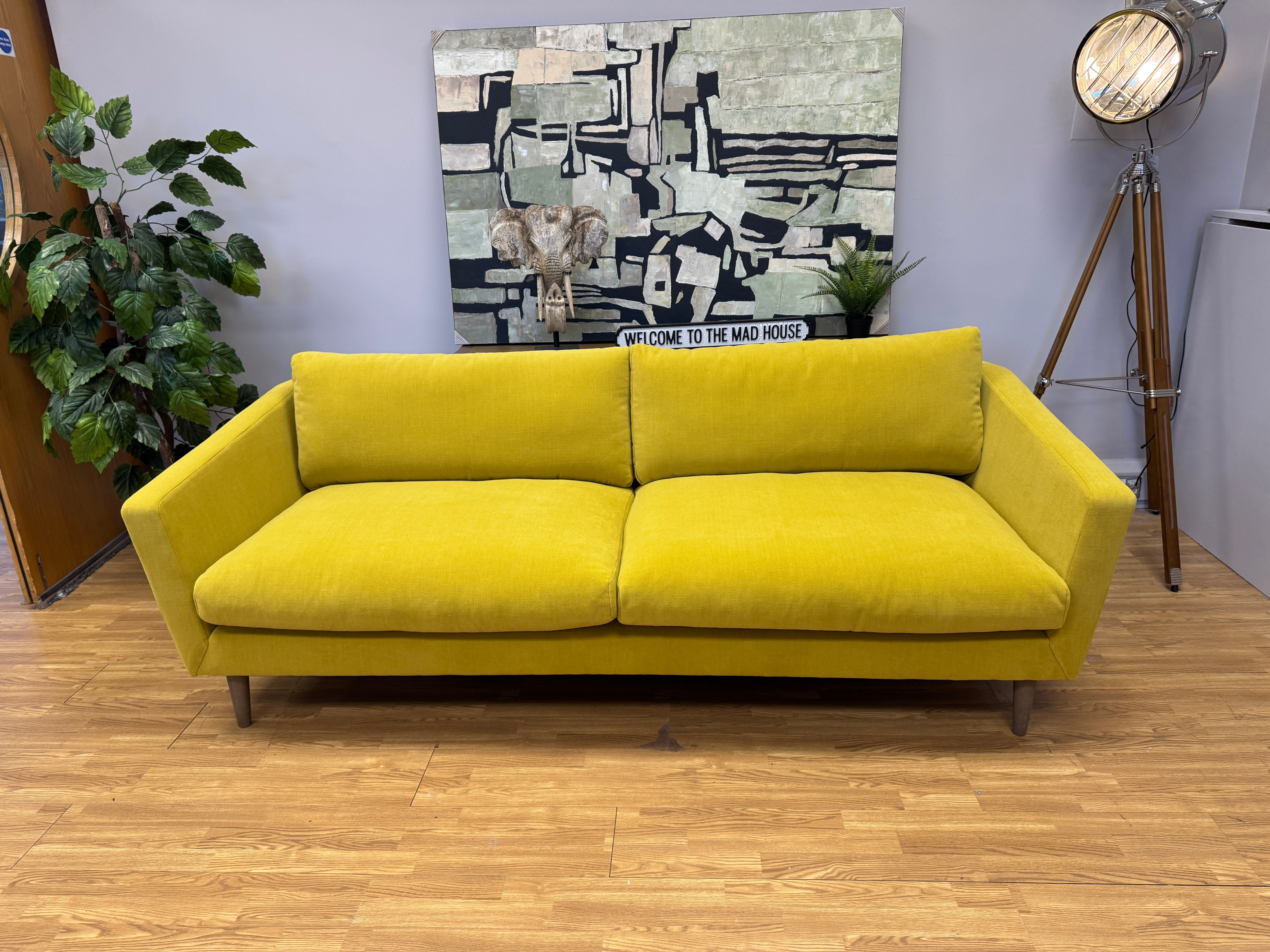 Orla Kiely Dorsey large 4 seater sofa in Clara Sunflower yellow fabric