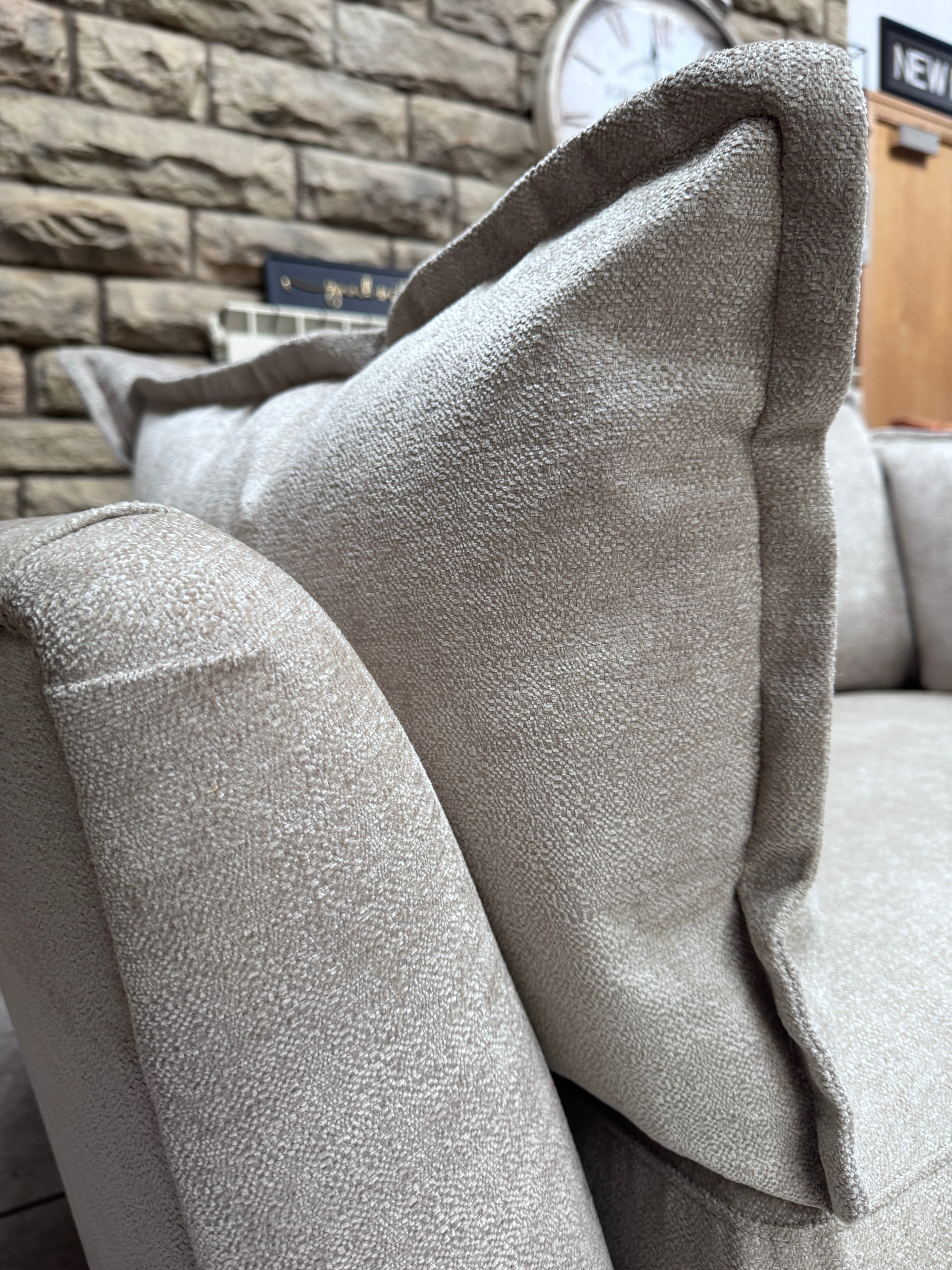 Luca large loveseat / cuddle chair / small sofa in Stone textured chenille fabric